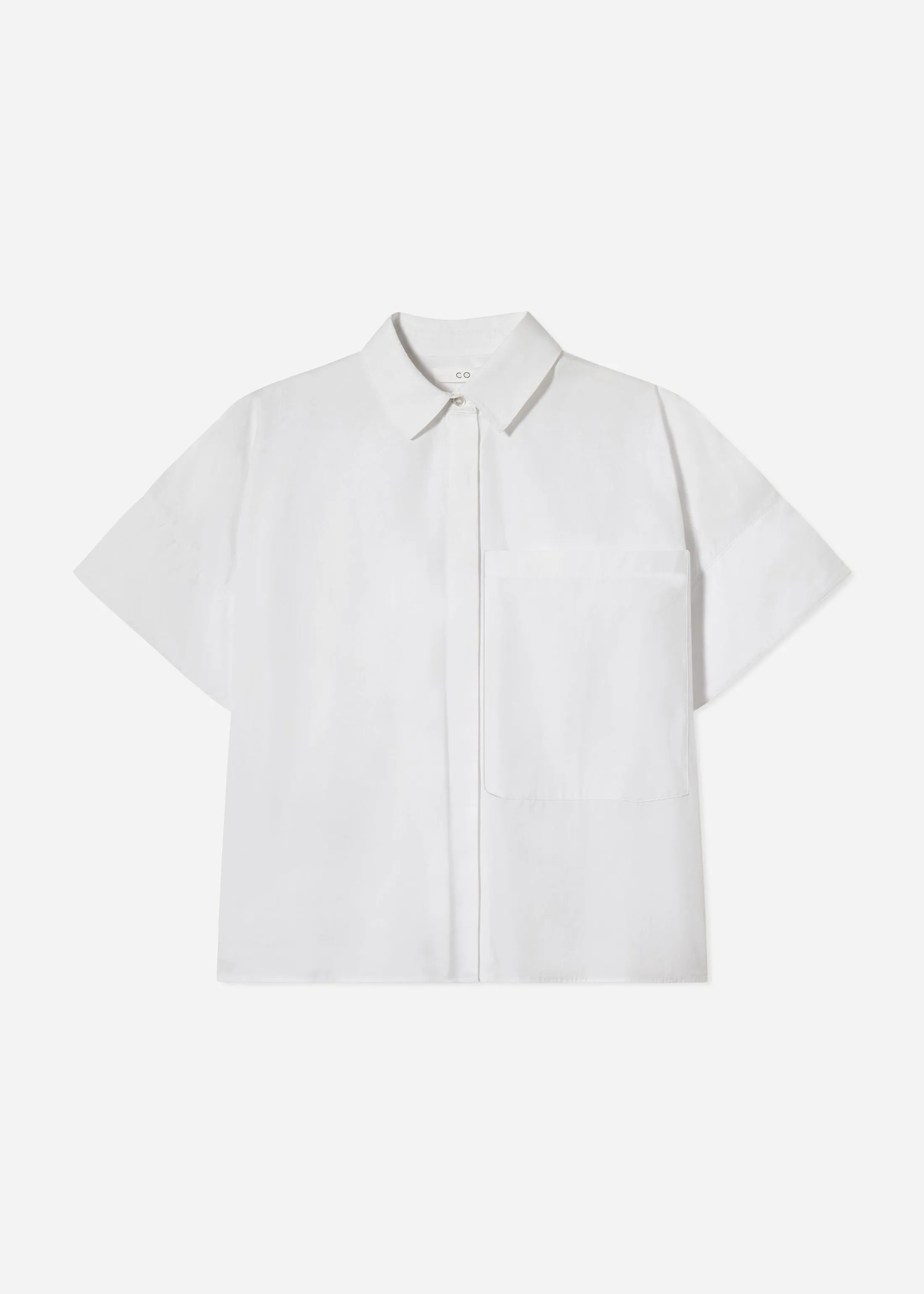 Boxy Short Sleeve Shirt in Cotton Poplin - White sold by CO product image thumbnail 4