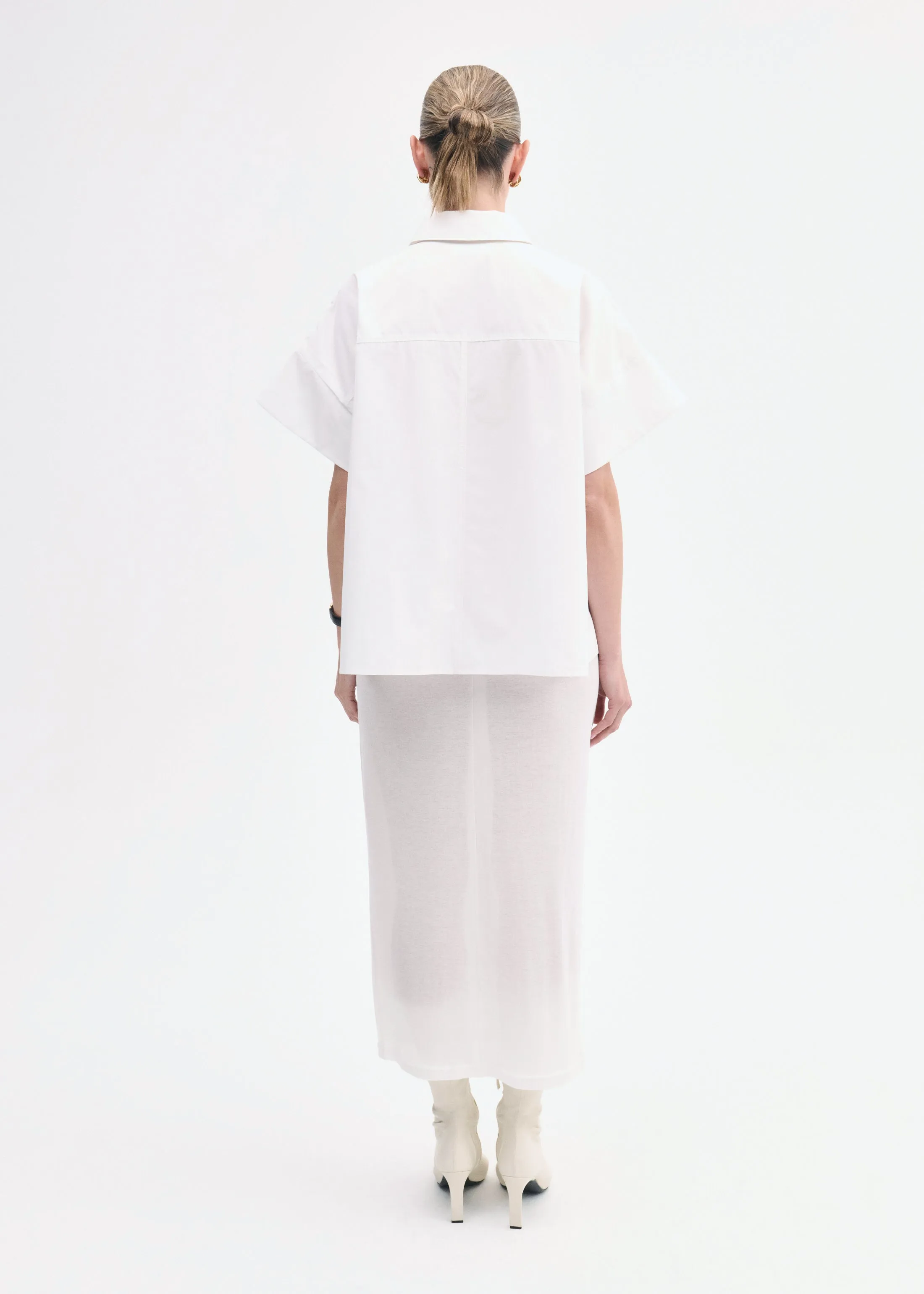 Boxy Short Sleeve Shirt in Cotton Poplin - White sold by CO product image thumbnail 3