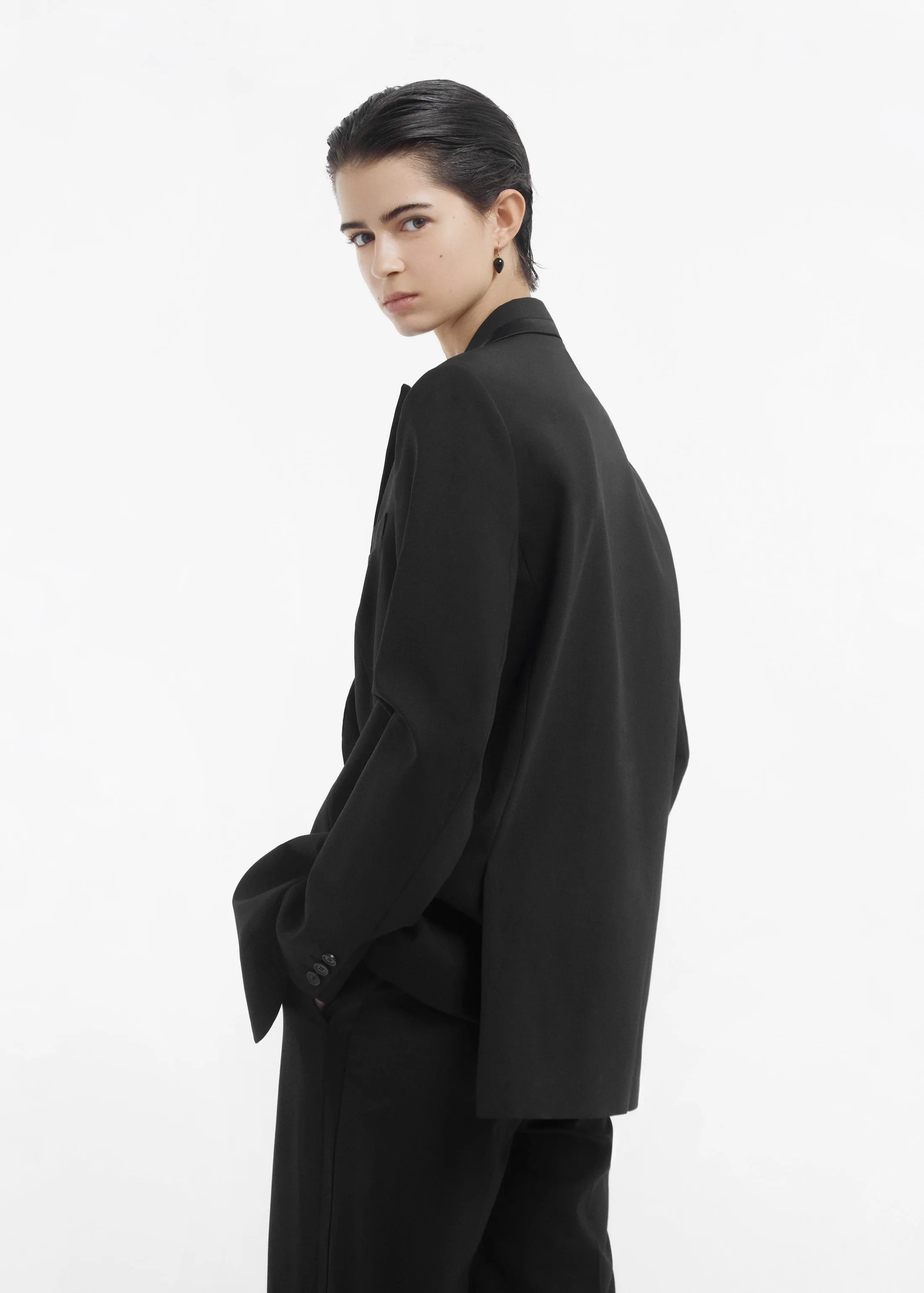 Tuxedo Jacket in Wool and Silk - Black sold by CO product image thumbnail 3