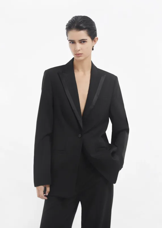 Tuxedo Jacket in Wool and Silk - Black sold by CO