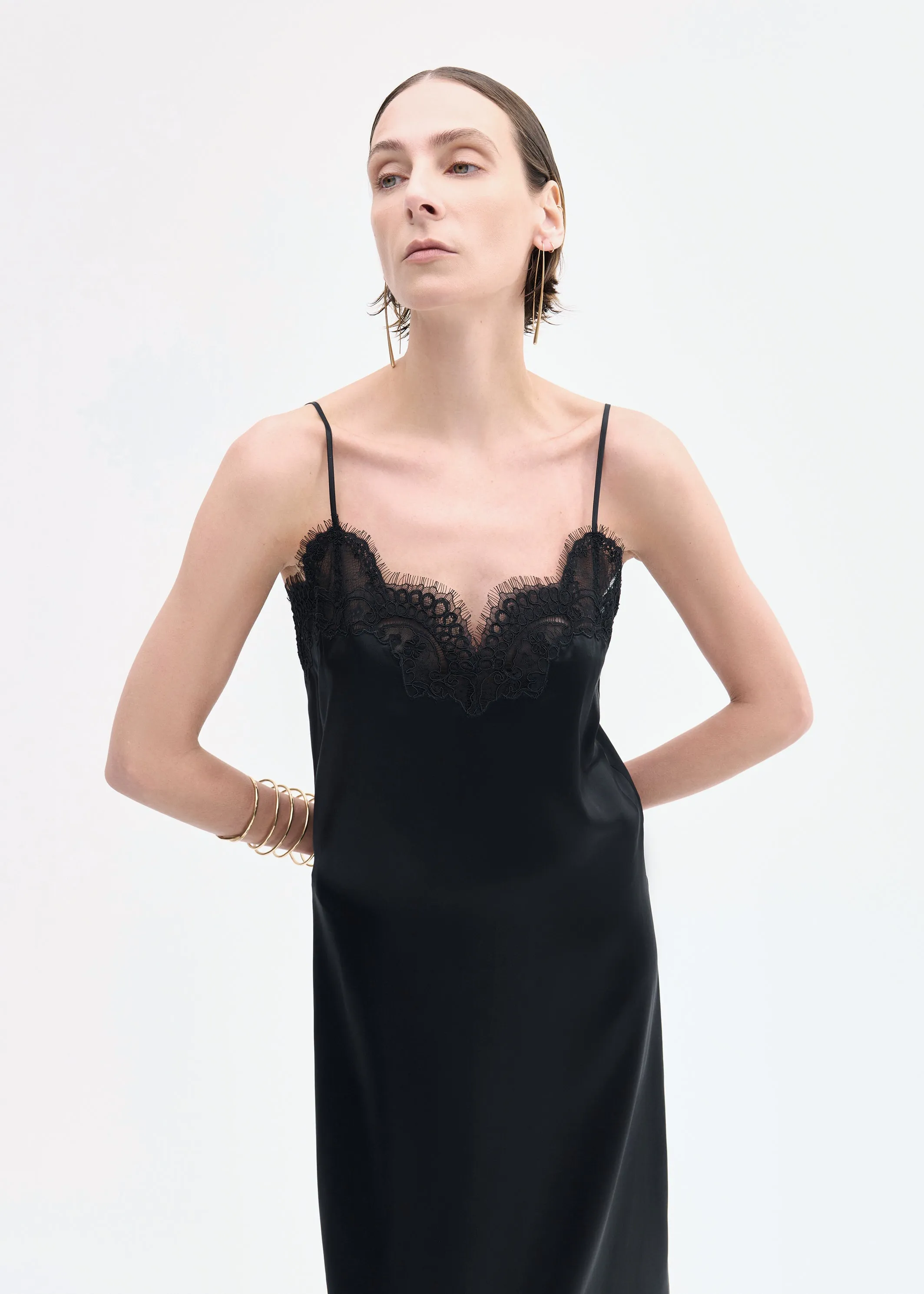 Lace Slip Dress in Silk - Black sold by CO product image thumbnail 2