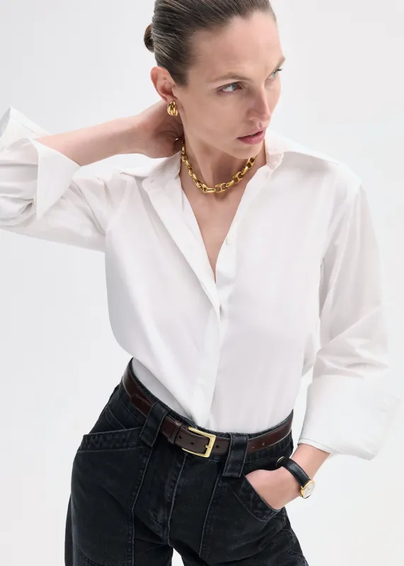 Fitted Shirt in Cotton Poplin - White sold by CO