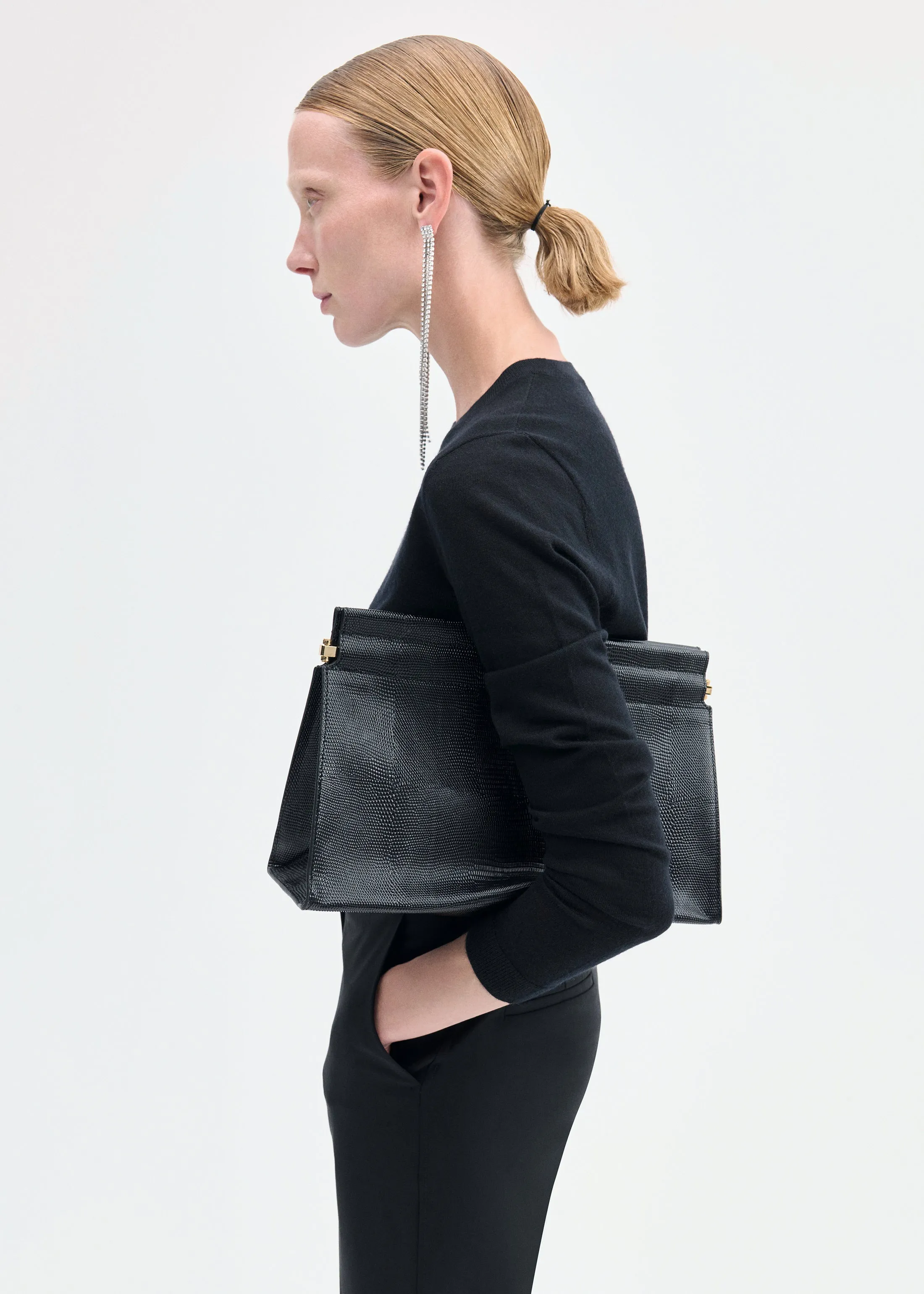 Long Sleeve Crew in Fine Cashmere - Black sold by CO product image thumbnail 2