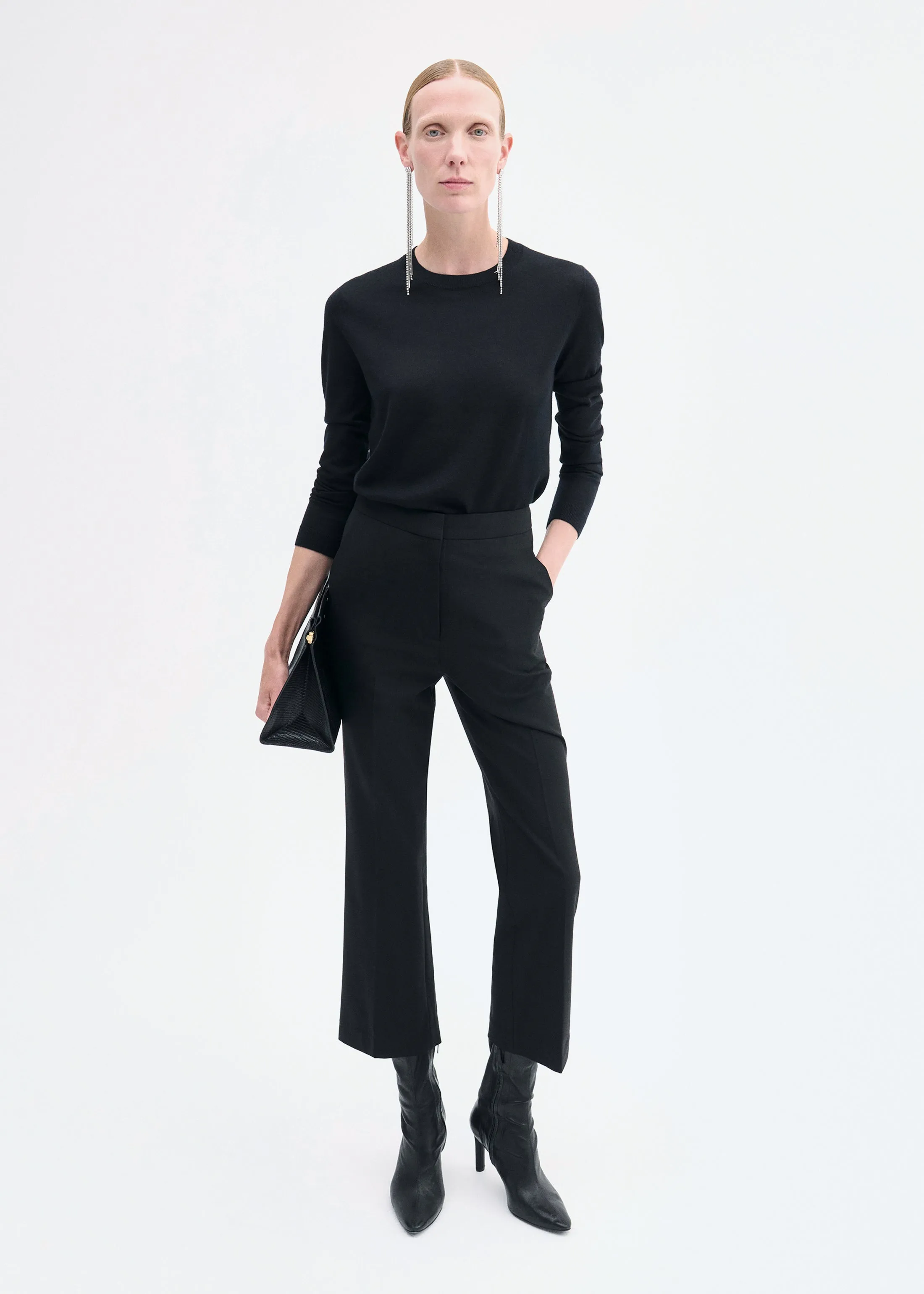 Long Sleeve Crew in Fine Cashmere - Black sold by CO product image thumbnail 3