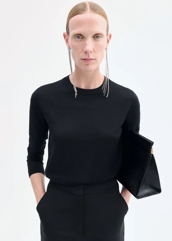 Long Sleeve Crew in Fine Cashmere - Black sold by CO