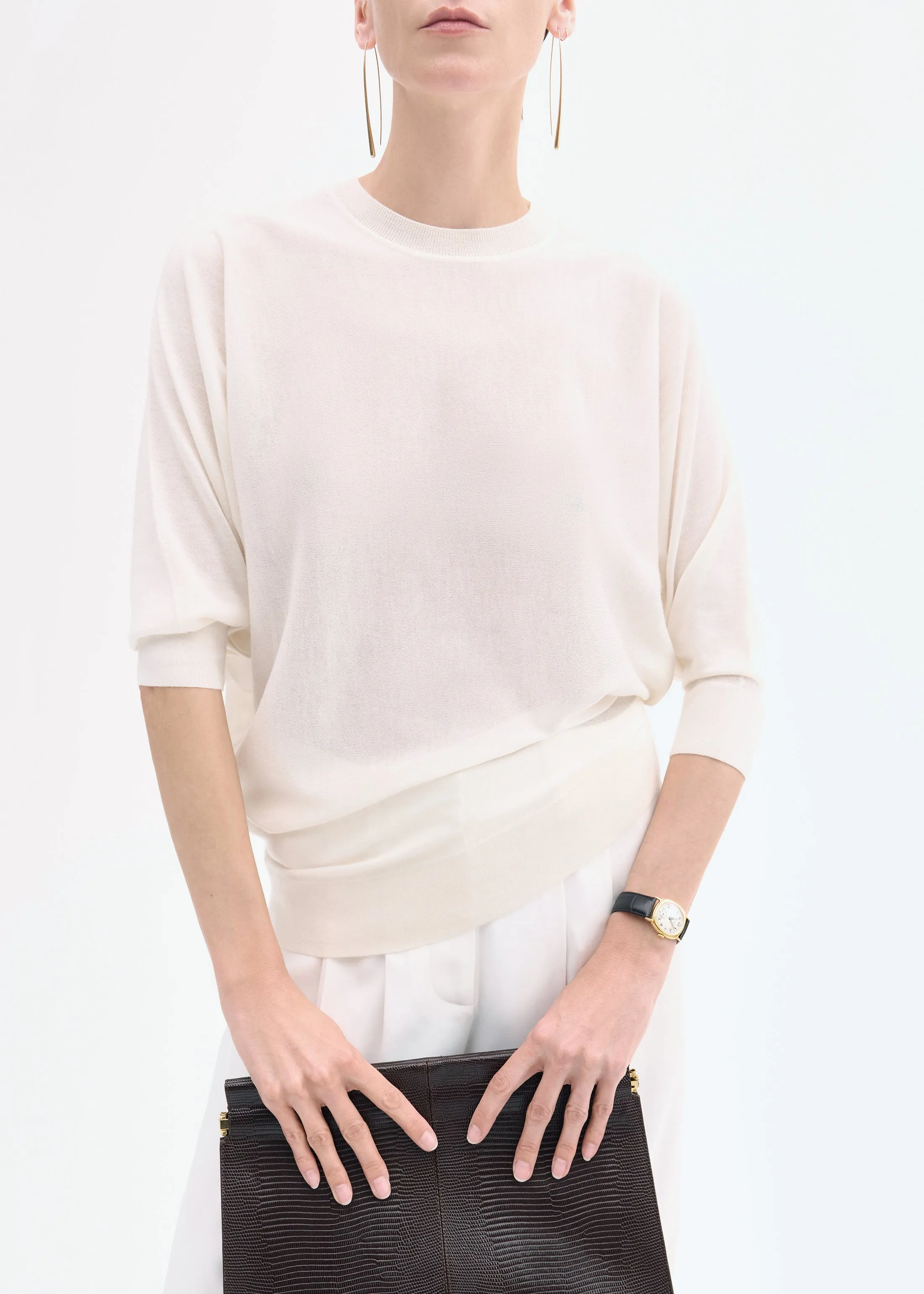 Draped Knit Top in Fine Cashmere - Ivory sold by CO product image thumbnail 2