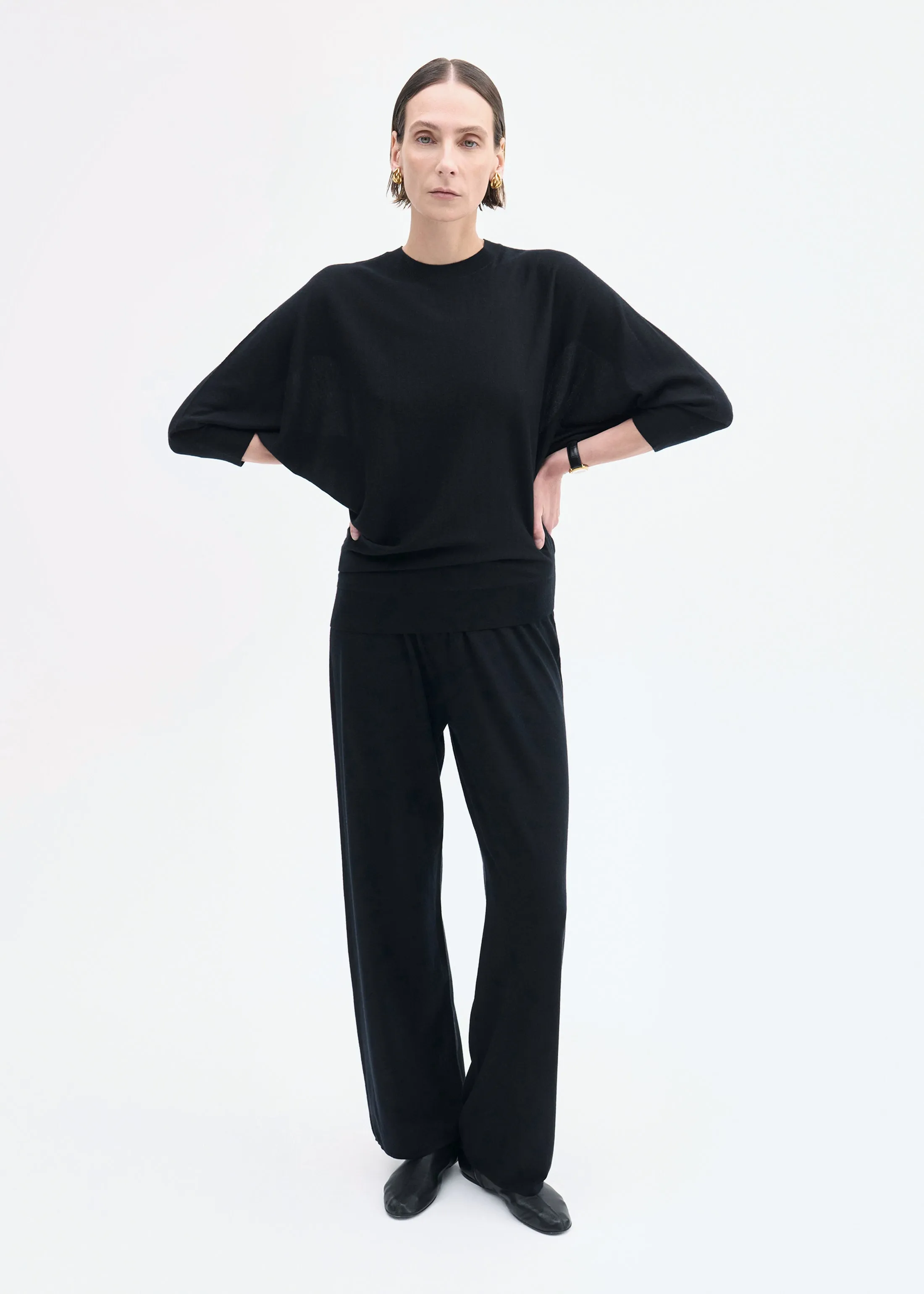 Draped Knit Top in Fine Cashmere - Black sold by CO