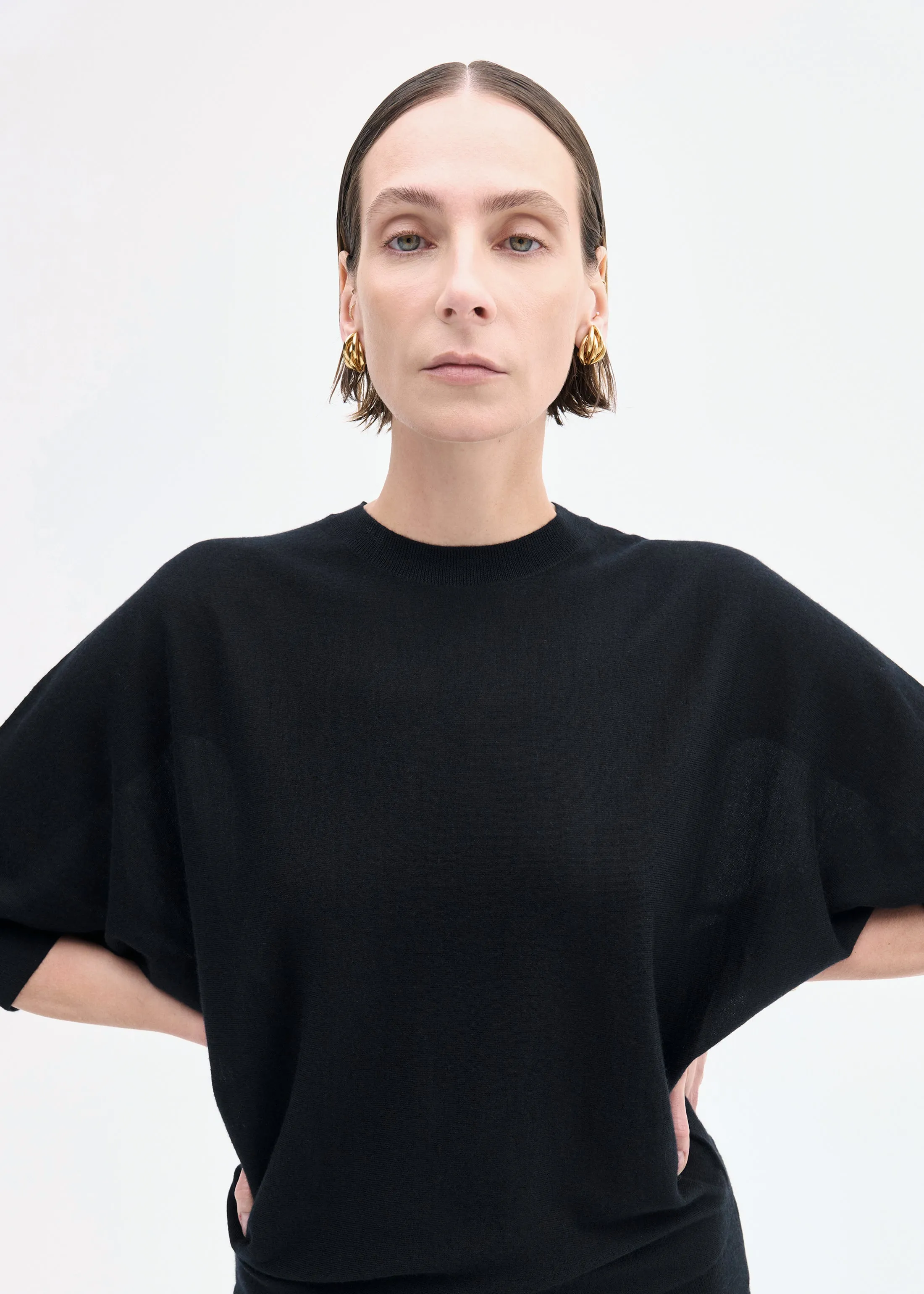 Draped Knit Top in Fine Cashmere - Black sold by CO product image thumbnail 3