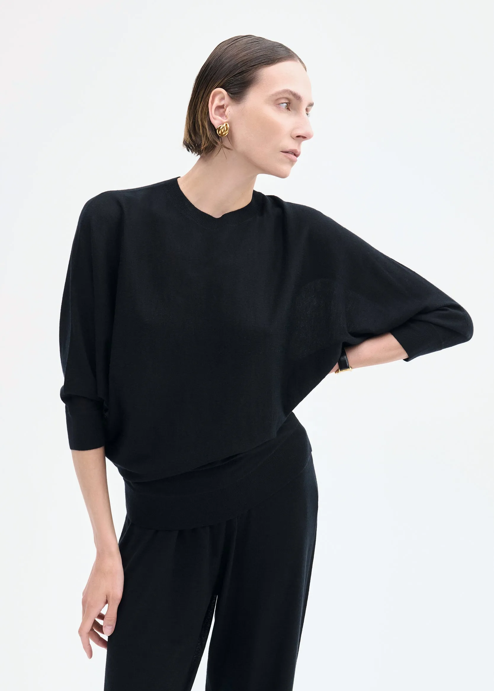 Draped Knit Top in Fine Cashmere - Black sold by CO product image thumbnail 2