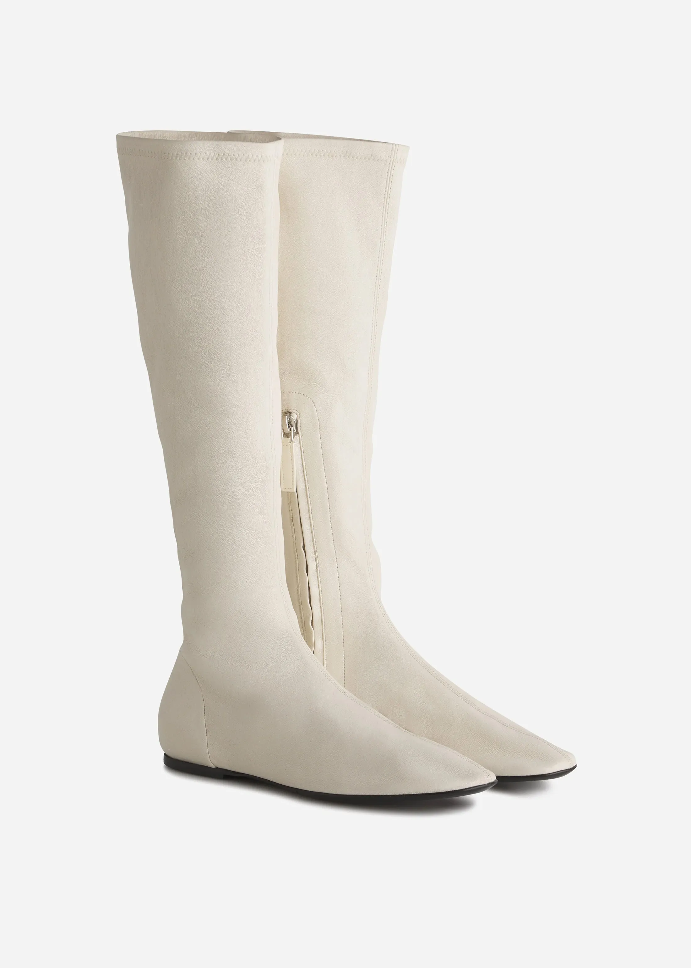Stretch Leather Knee-High Bootie in Ivory sold by CO product image thumbnail 2
