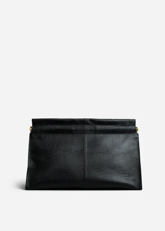 Large Leather Clutch in Black sold by CO