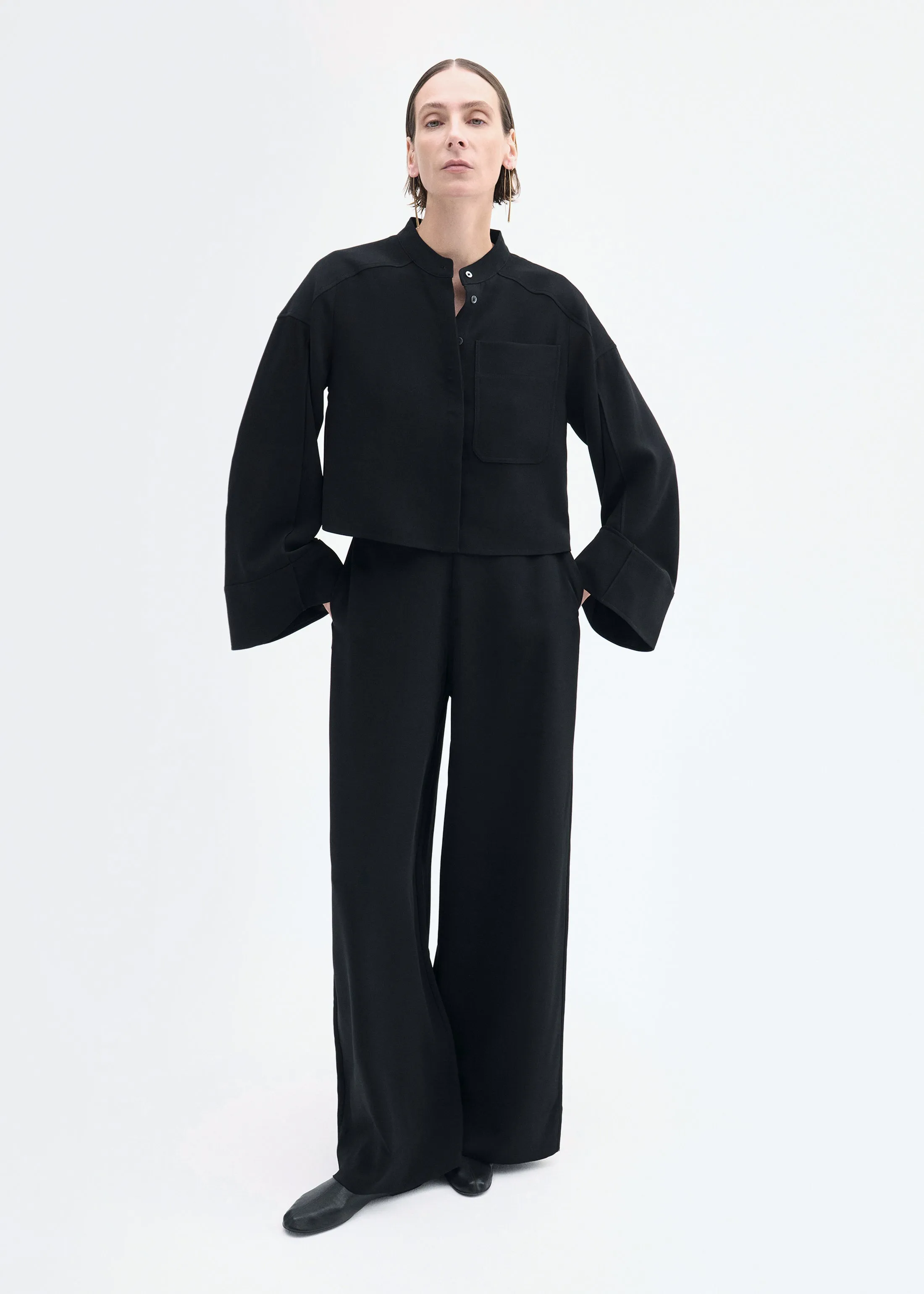 Bell Sleeve Blouse in Crepe - Black sold by CO