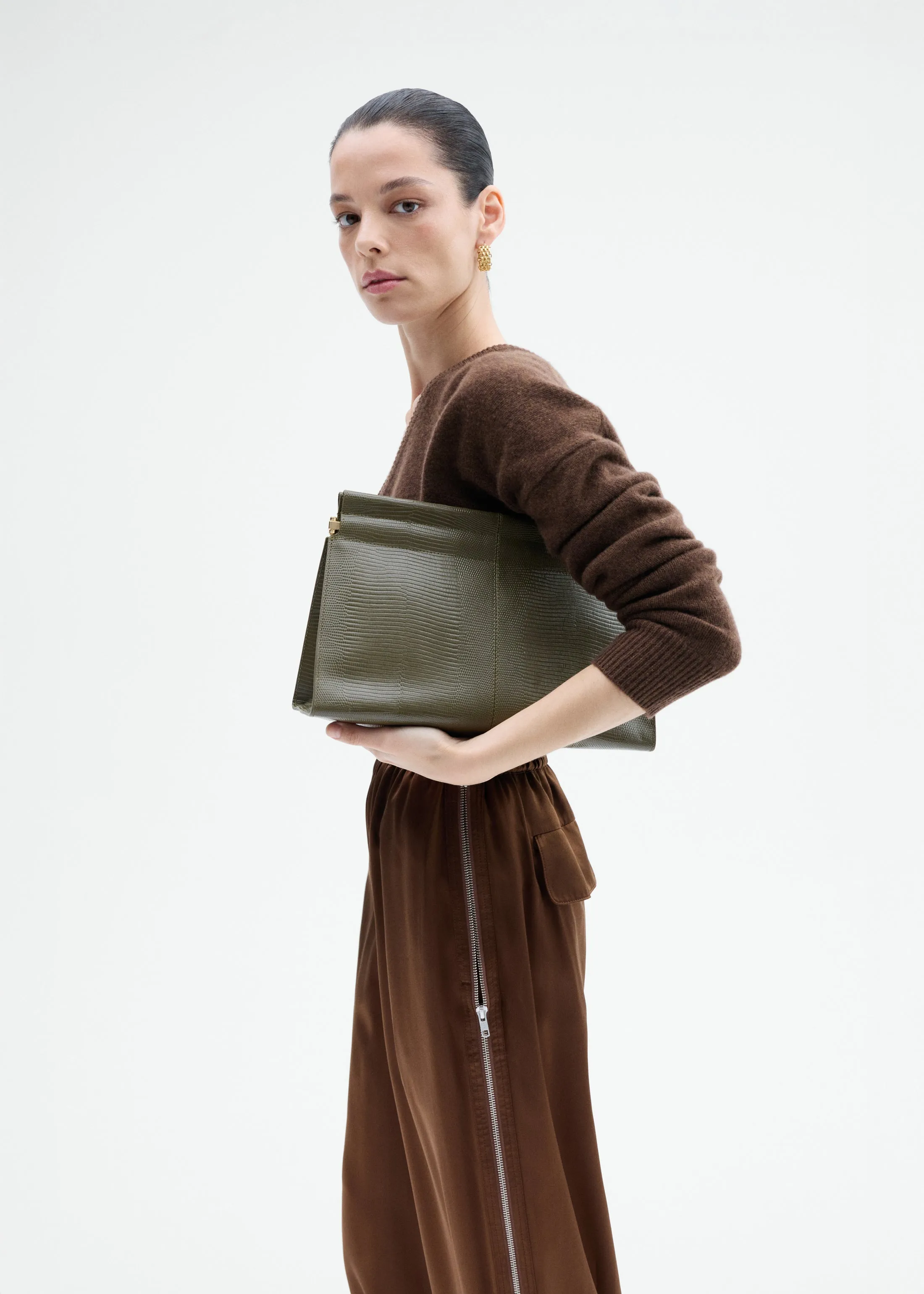 Large Leather Clutch - Olive sold by CO product image thumbnail 4