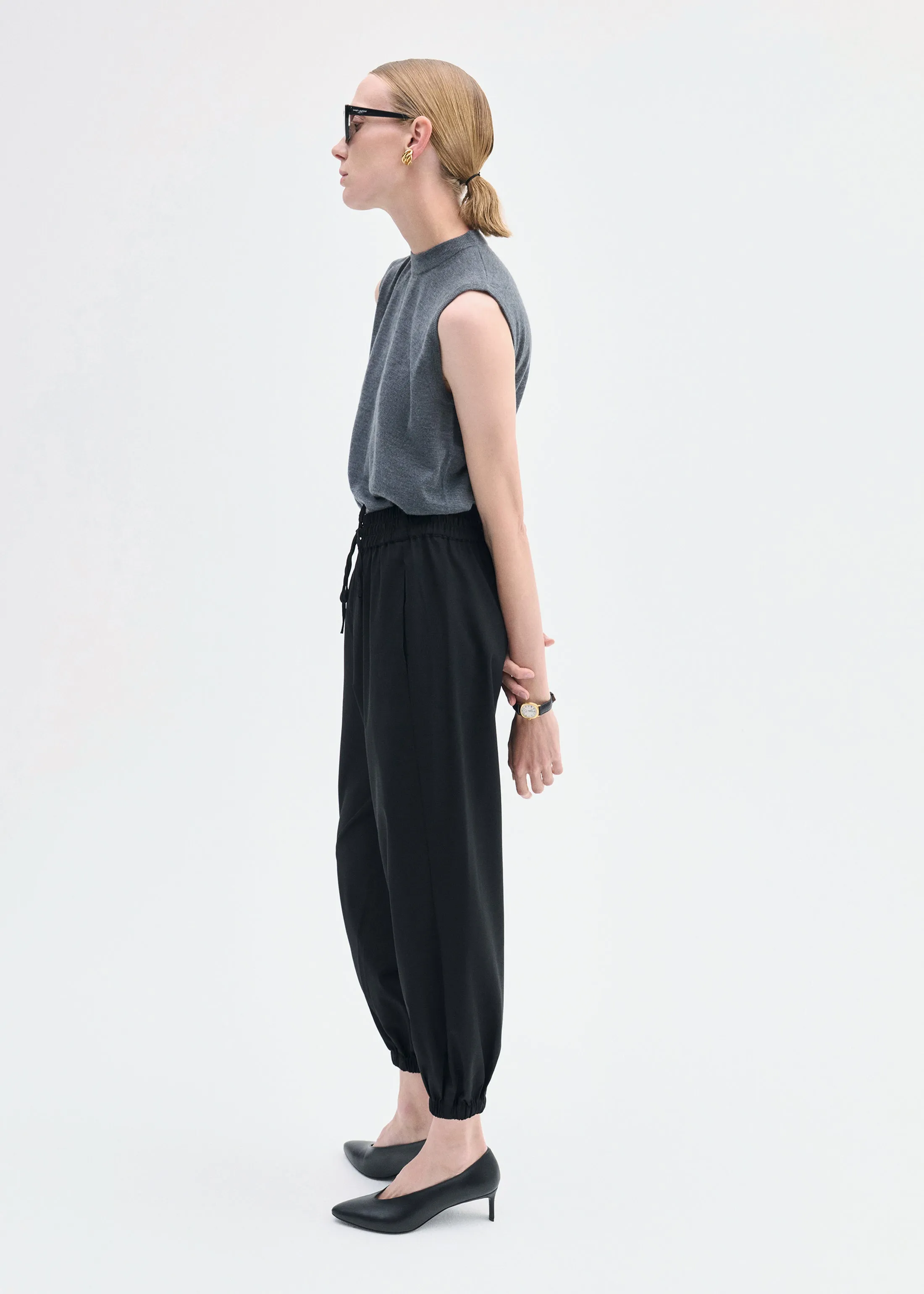 Jogger Pant in Stretch Wool Suiting - Black sold by CO product image thumbnail 3