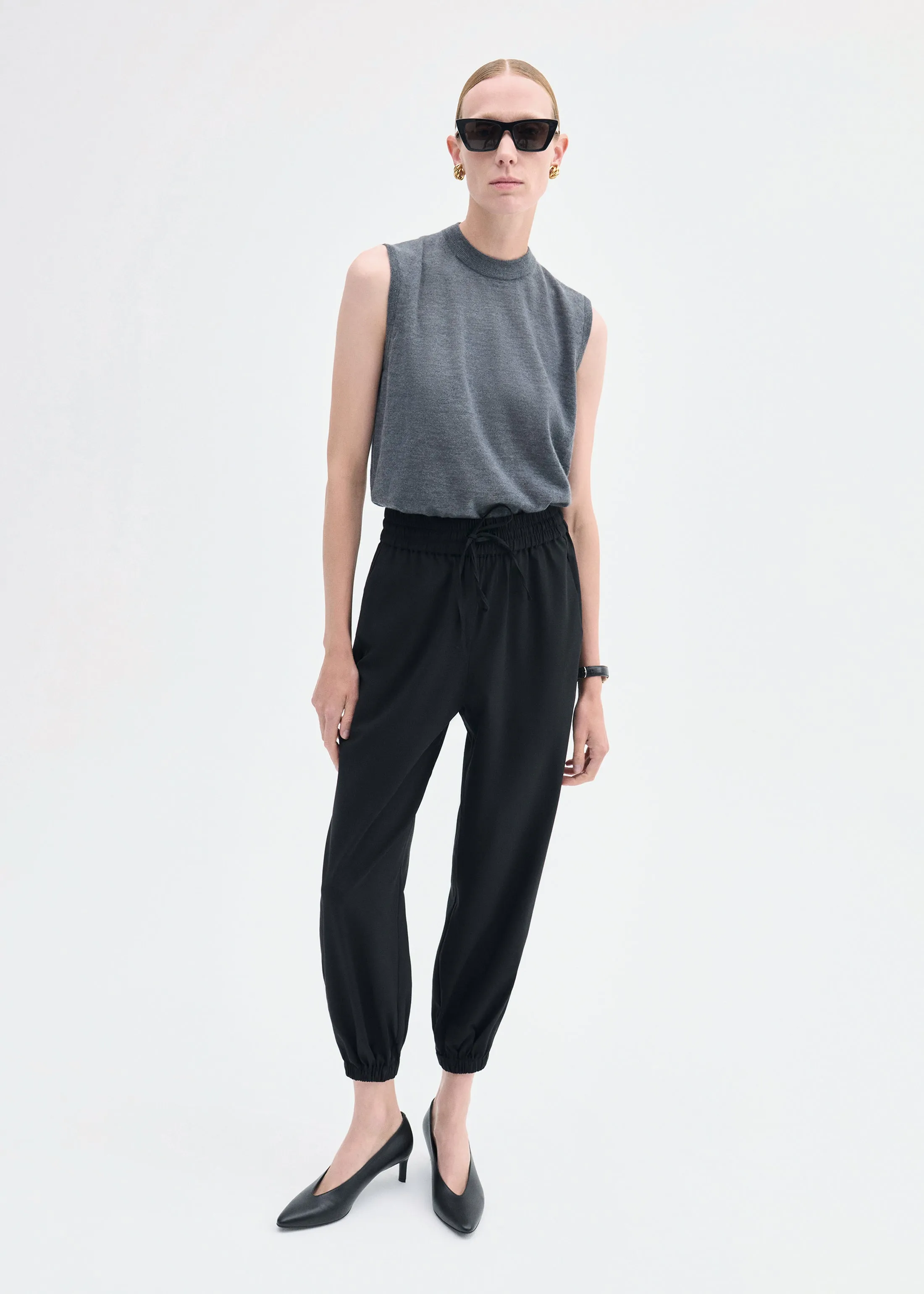 Jogger Pant in Stretch Wool Suiting - Black sold by CO product image thumbnail 2