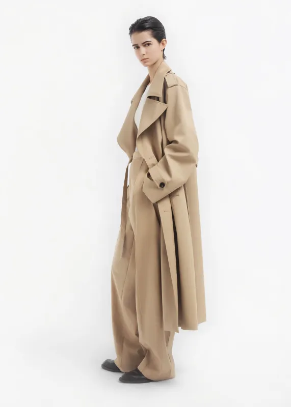 Oversized Trench in Cotton Twill - Camel sold by CO
