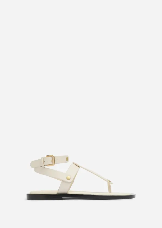 Ankle Wrap Sandal in Calf Skin Leather - White sold by CO