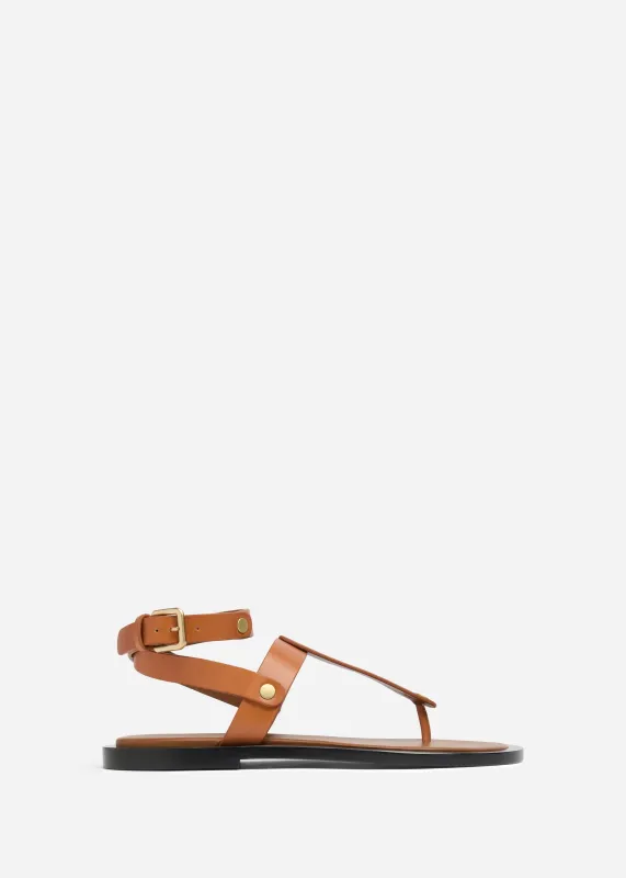 Ankle Wrap Sandal in Calf Skin Leather - Cognac sold by CO