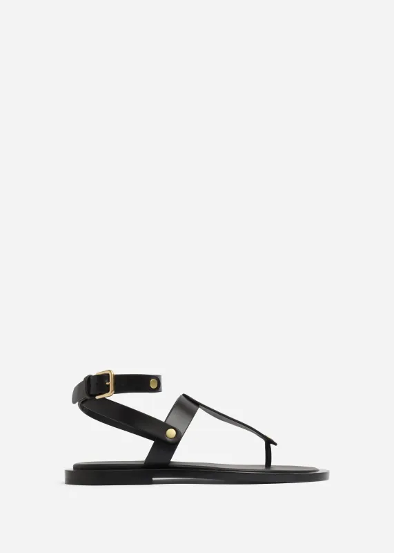 Ankle Wrap Sandal in Calf Skin Leather - Black sold by CO