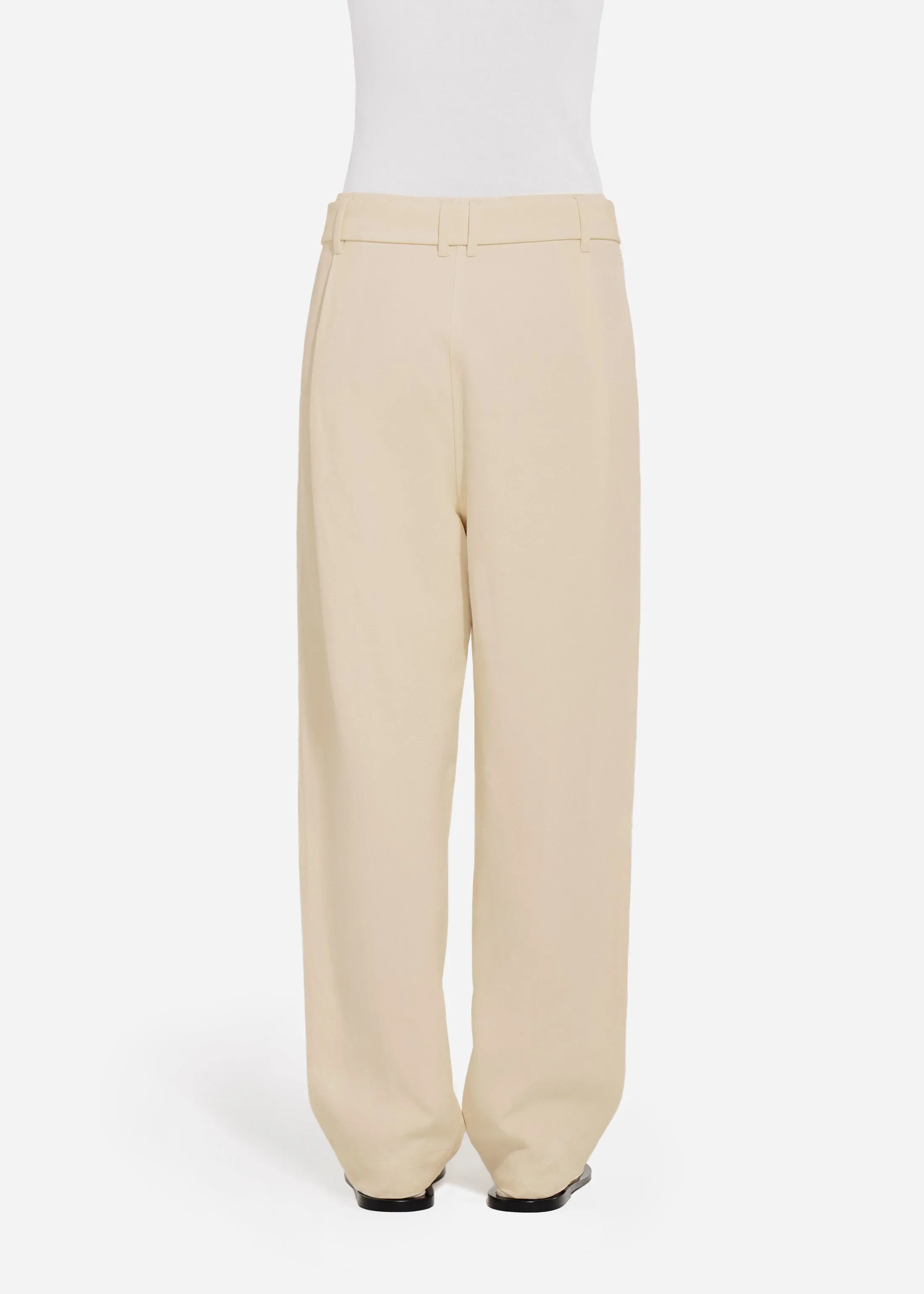 Belted Pleated Pant in Viscose Linen - Pearl sold by CO product image thumbnail 4