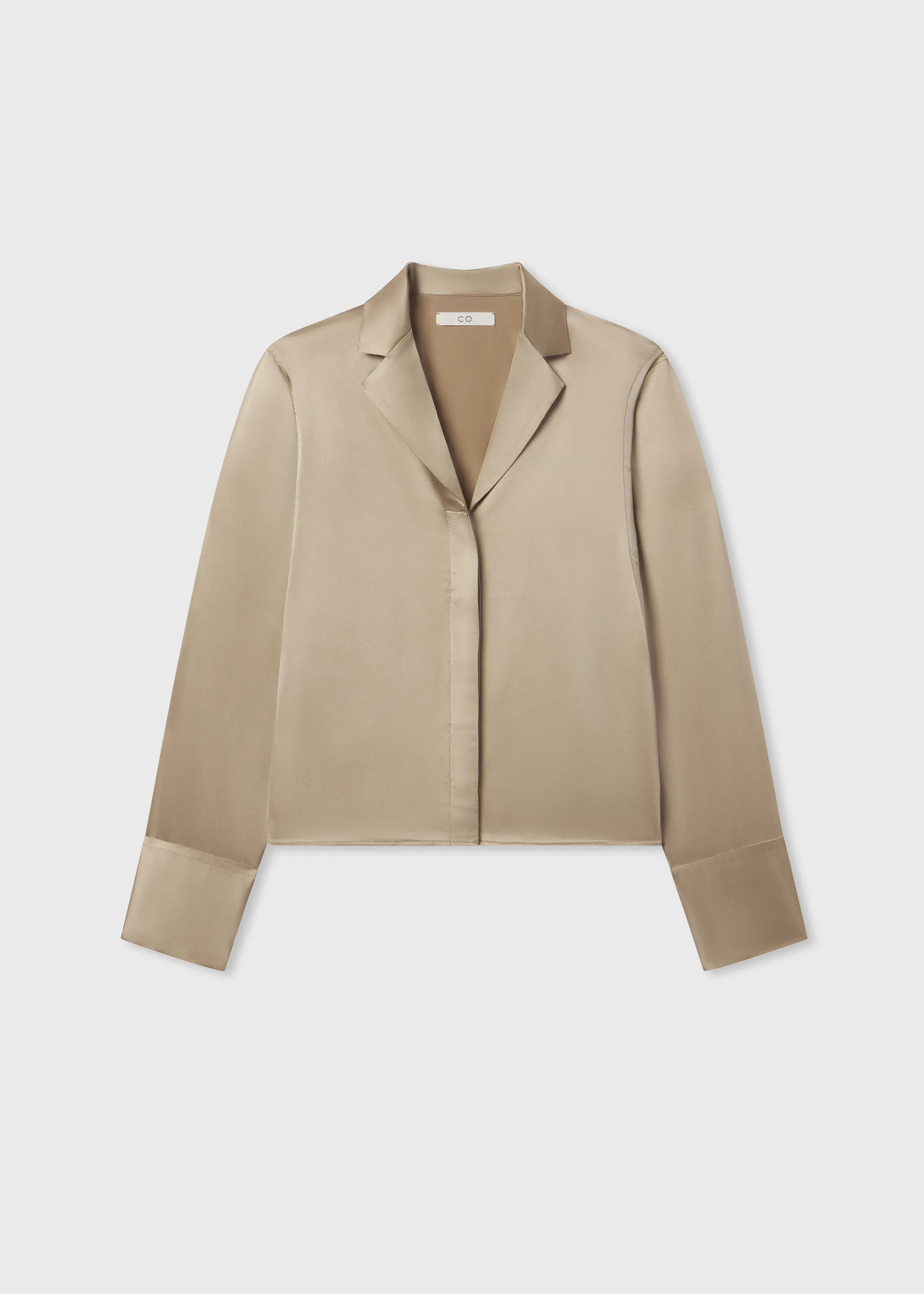 Relaxed Button Down Shirt in Silk Charmeuse - Sesame sold by CO product image thumbnail 4