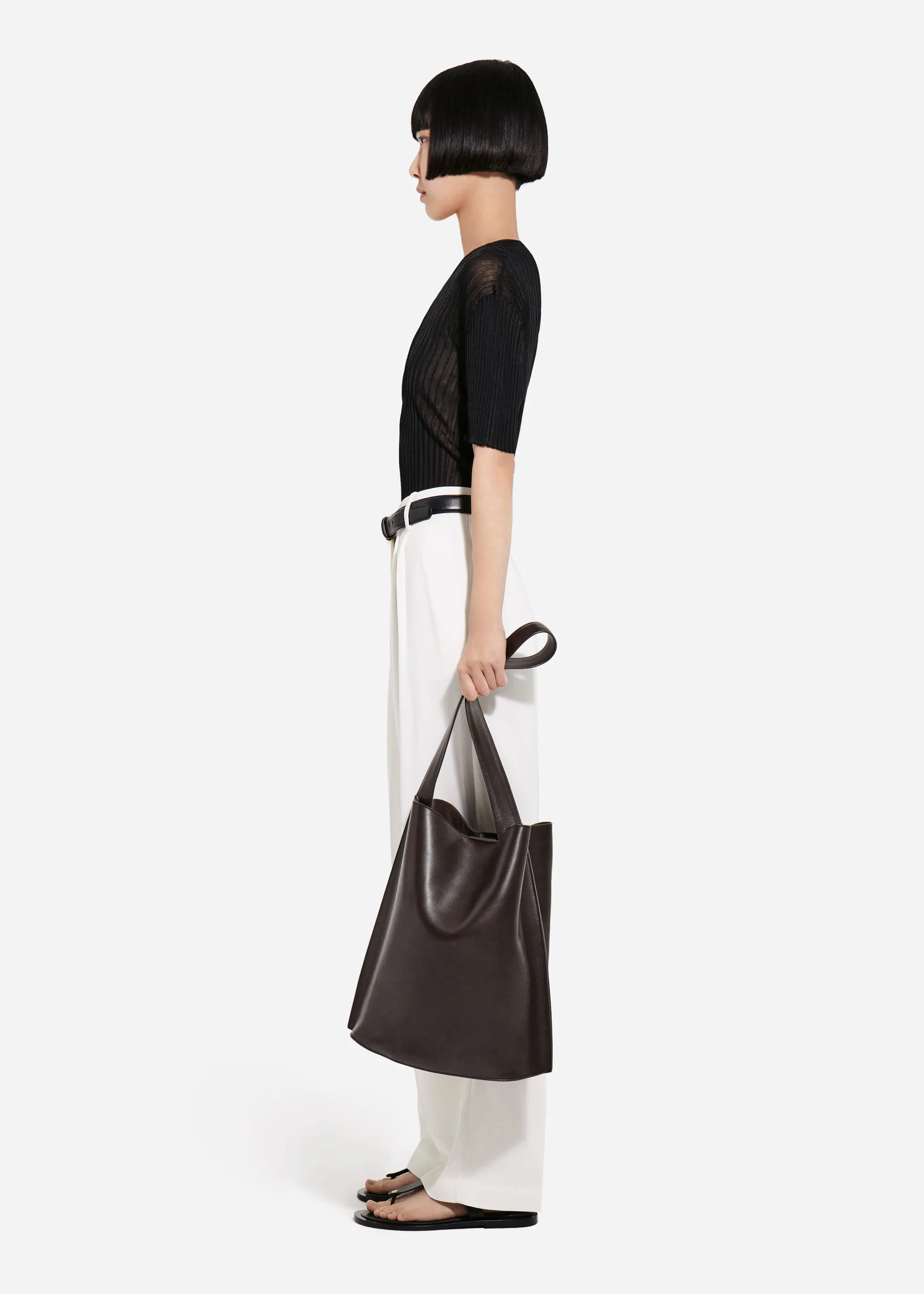 Sheer Rib T-Shirt in Viscose - Black sold by CO product image thumbnail 4