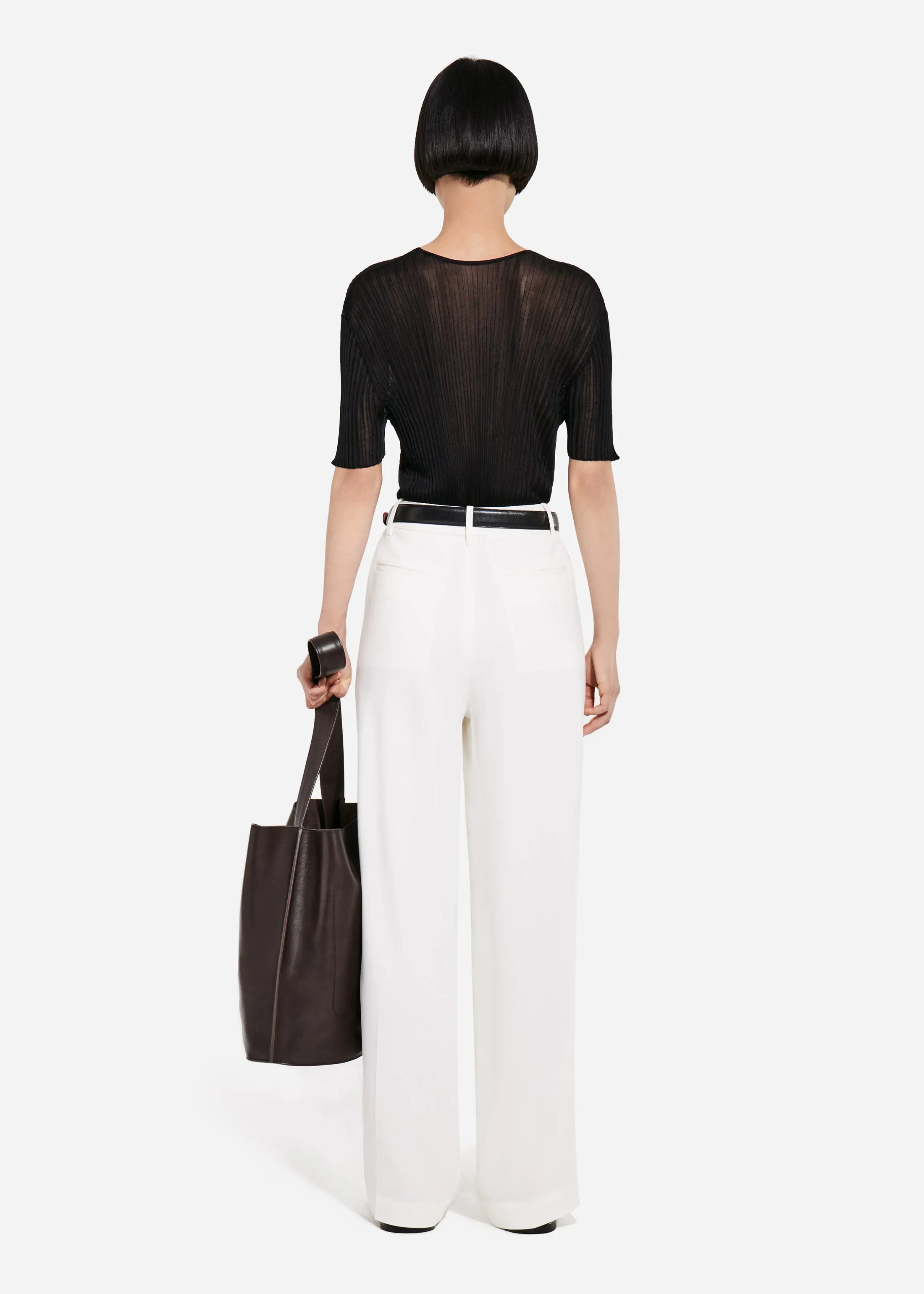 Sheer Rib T-Shirt in Viscose - Black sold by CO product image thumbnail 3