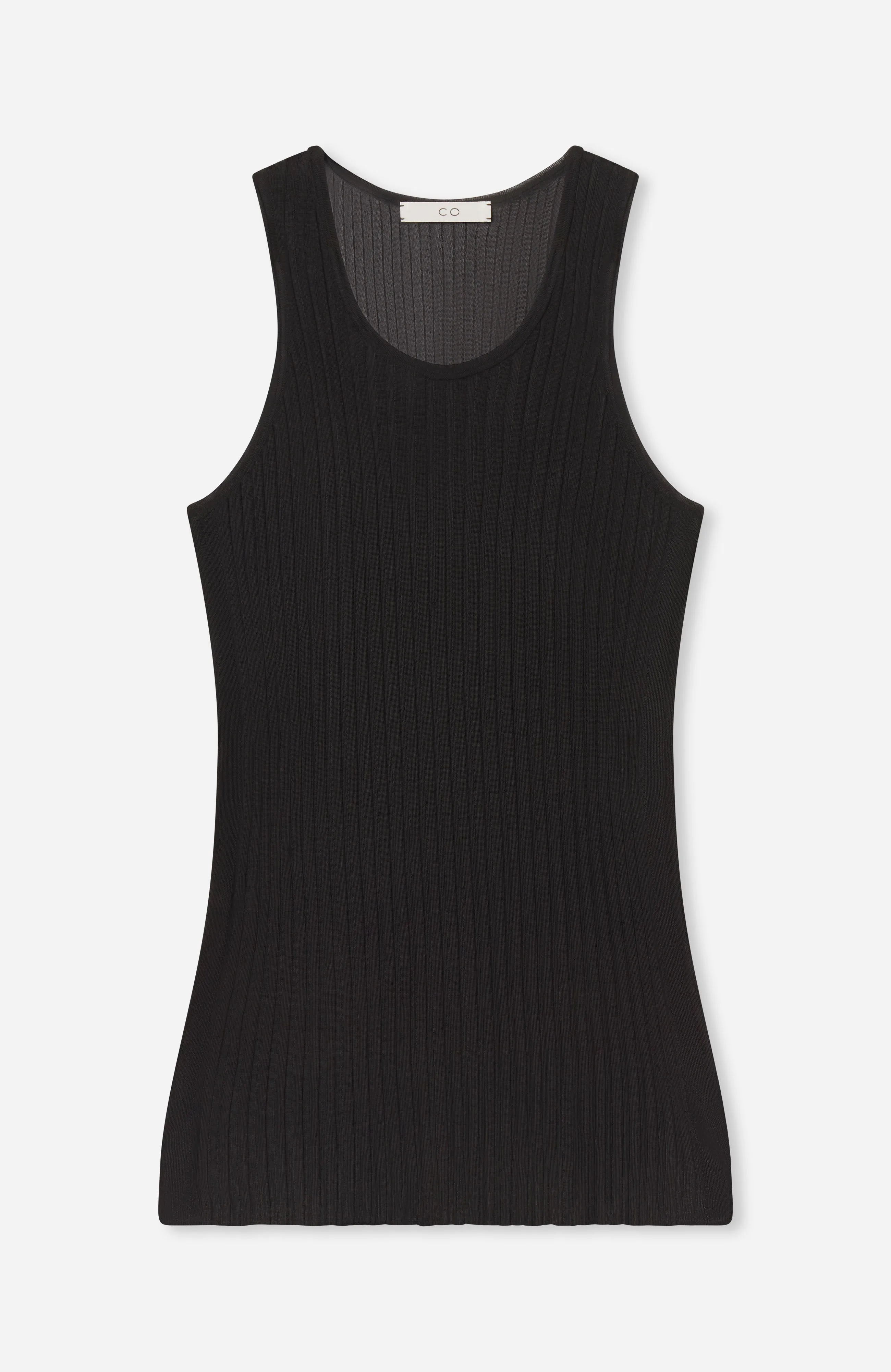 Sheer Rib Tank Top in Viscose - Black sold by CO product image thumbnail 3