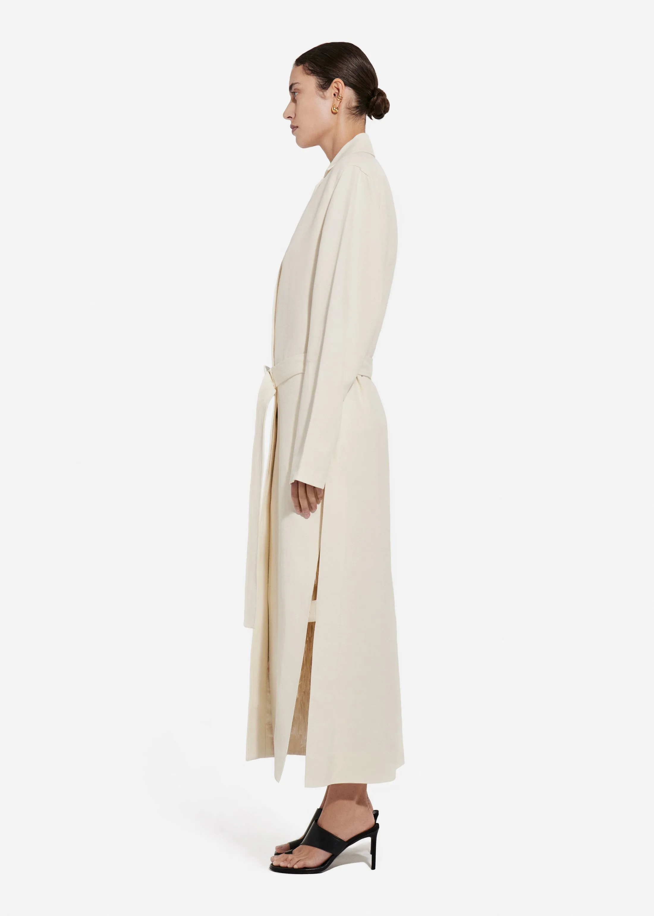 Notch Collar Coat in Viscose Linen - Pearl sold by CO product image thumbnail 3