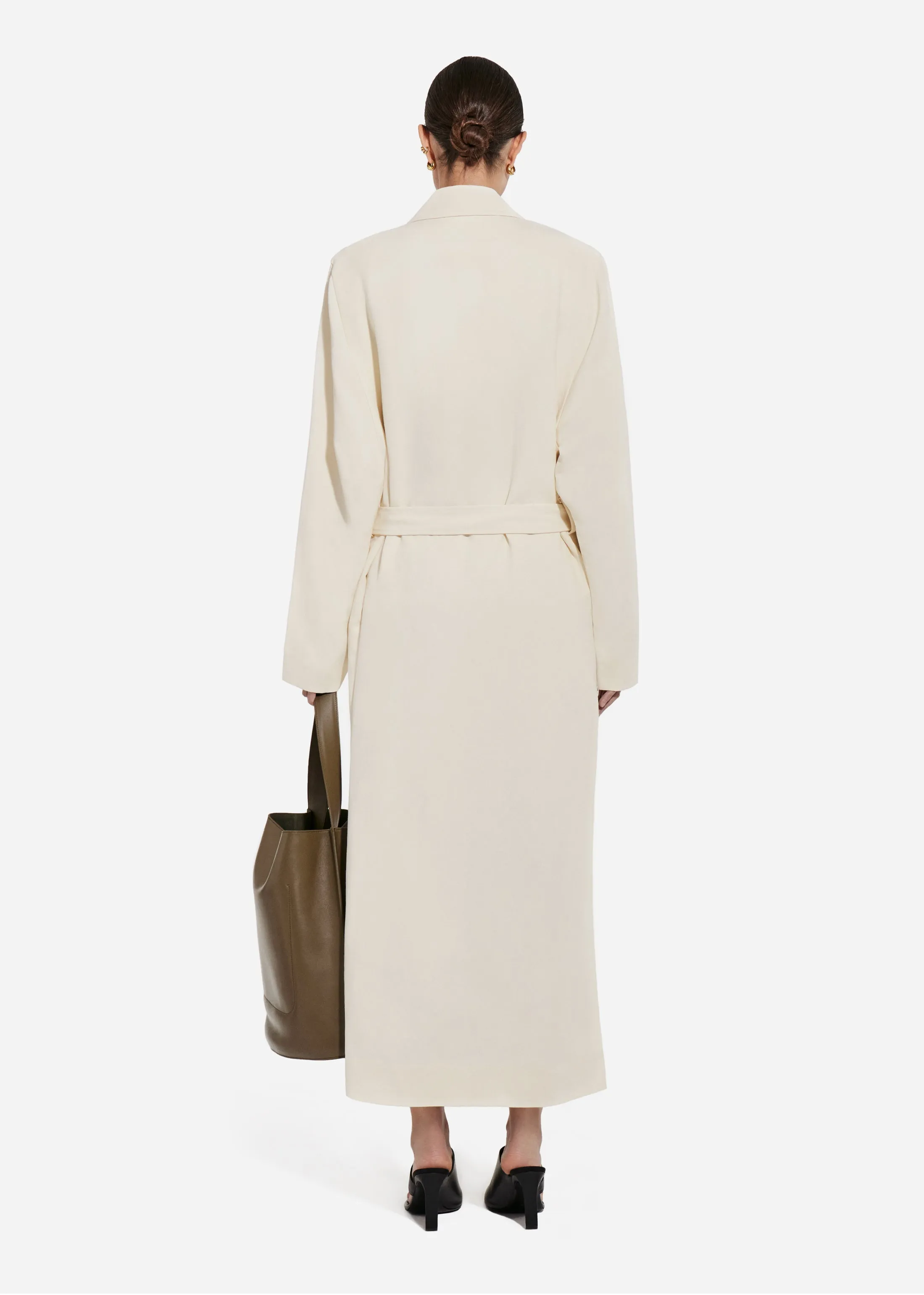 Notch Collar Coat in Viscose Linen - Pearl sold by CO product image thumbnail 5