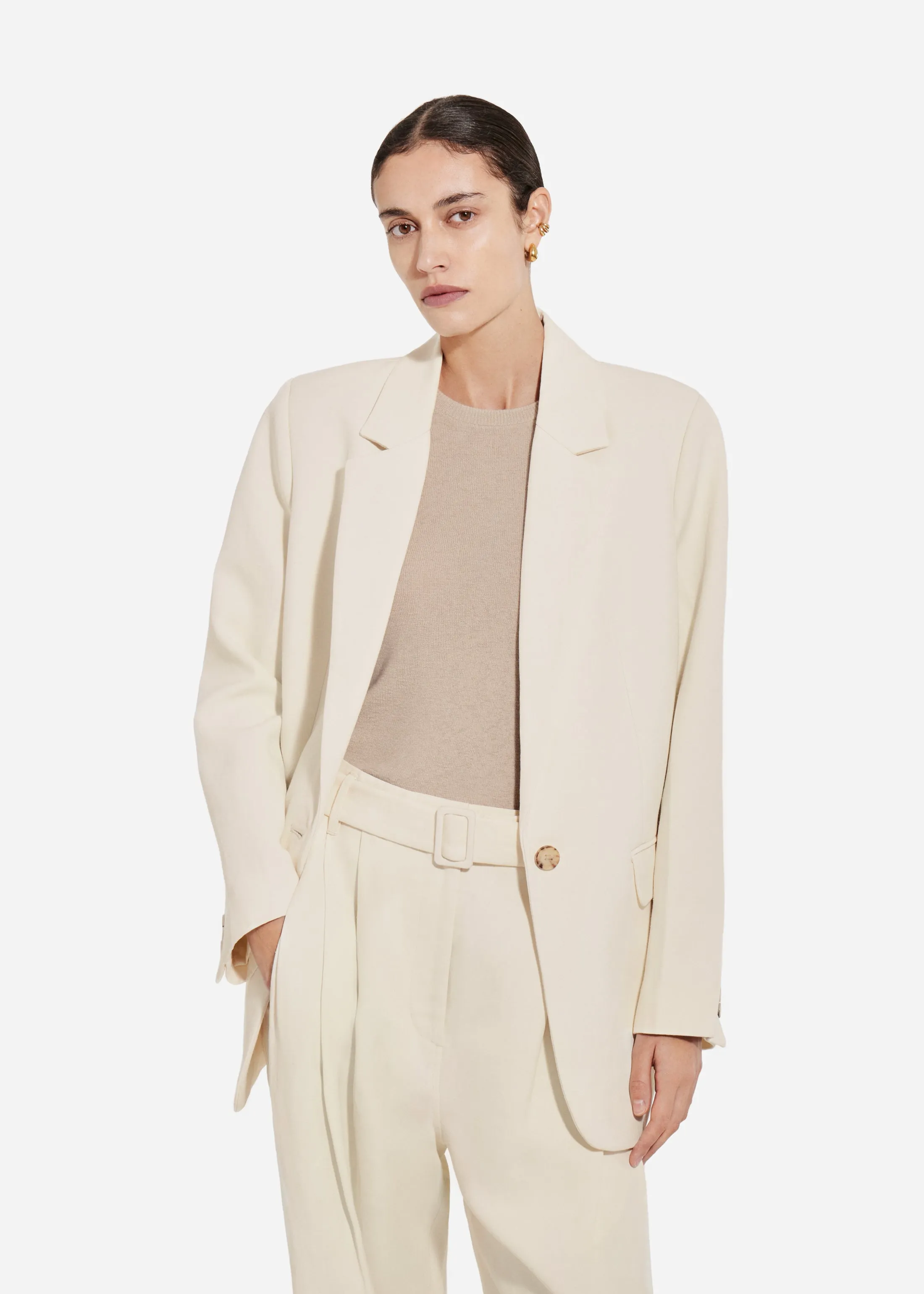 Mens Fitted Blazer in Viscose Linen - Pearl sold by CO product image thumbnail 5