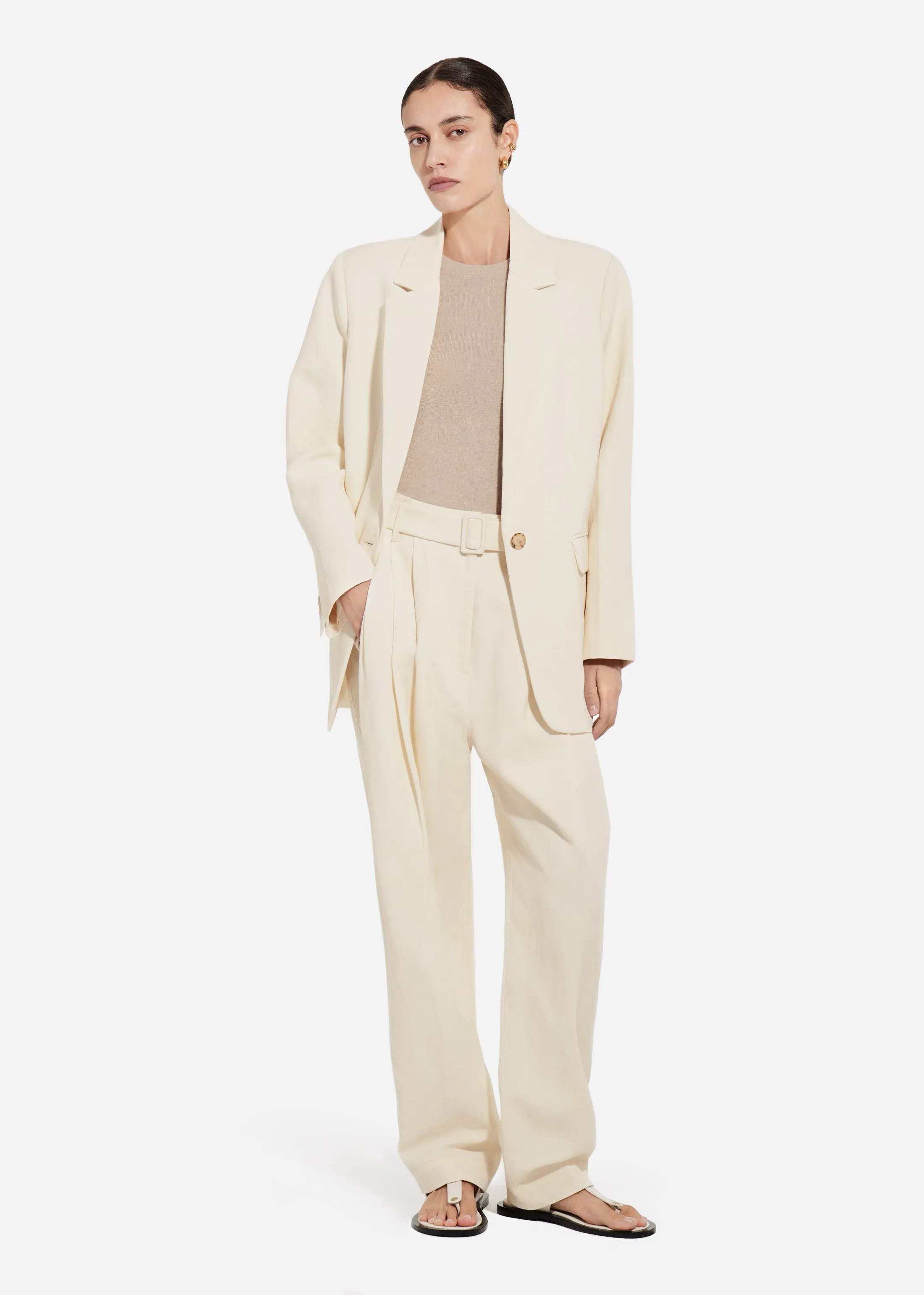 Mens Fitted Blazer in Viscose Linen - Pearl sold by CO