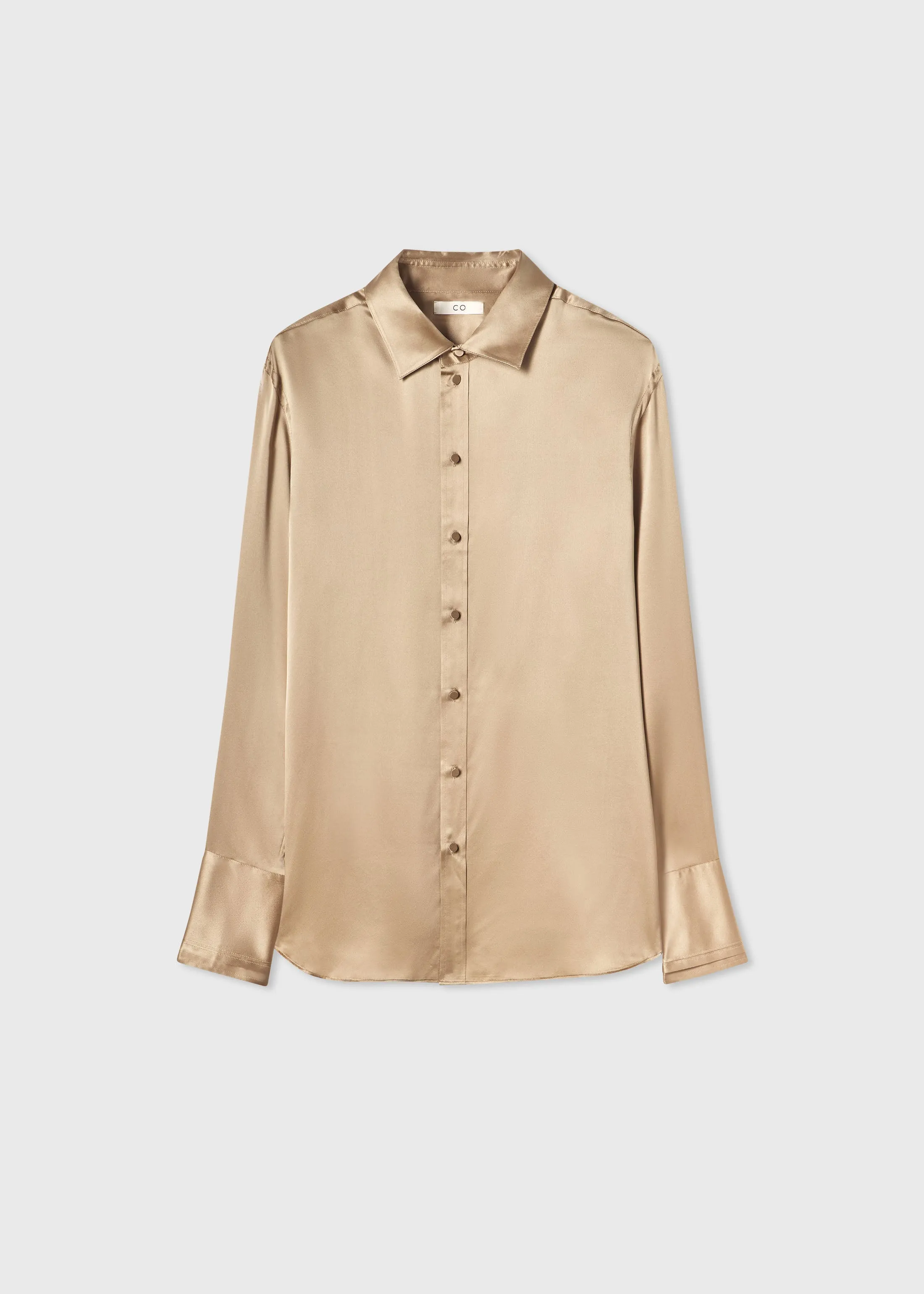 Mens Collared Shirt in Silk Charmeuse - Sesame sold by CO product image thumbnail 4