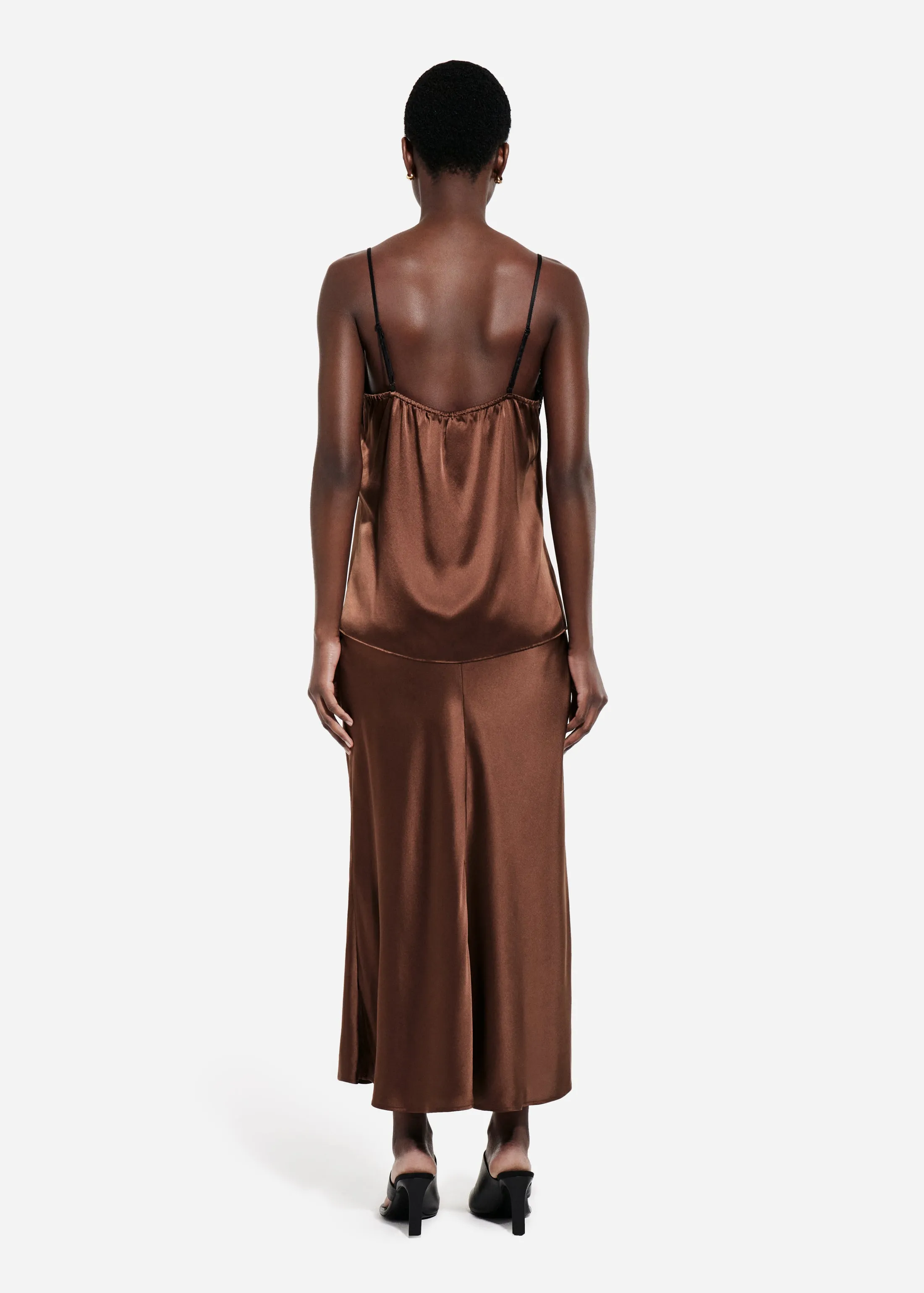 Bias Cut Slip Skirt in Silk - Chocolate sold by CO product image thumbnail 3