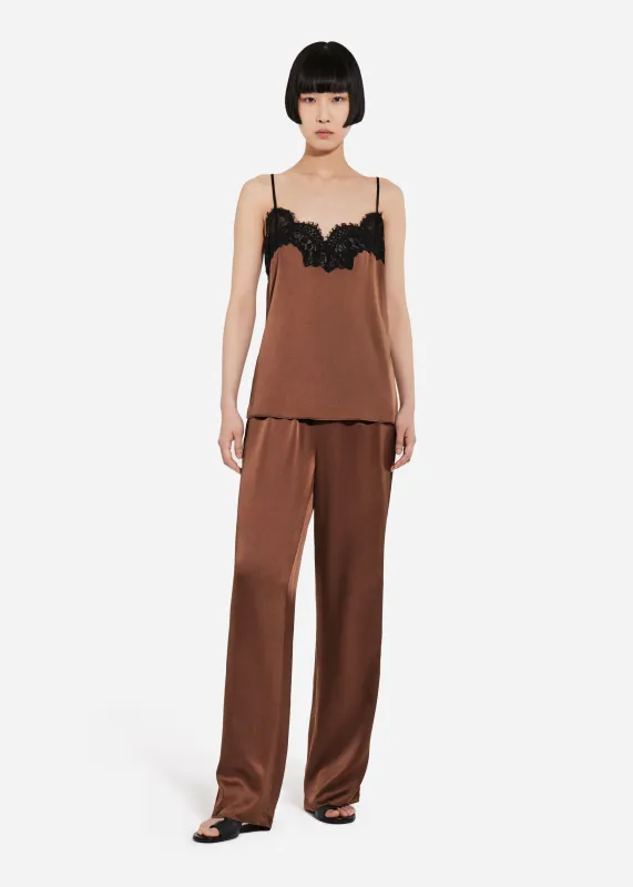 Elastic Waist Pant in Silk - Chocolate made by CO