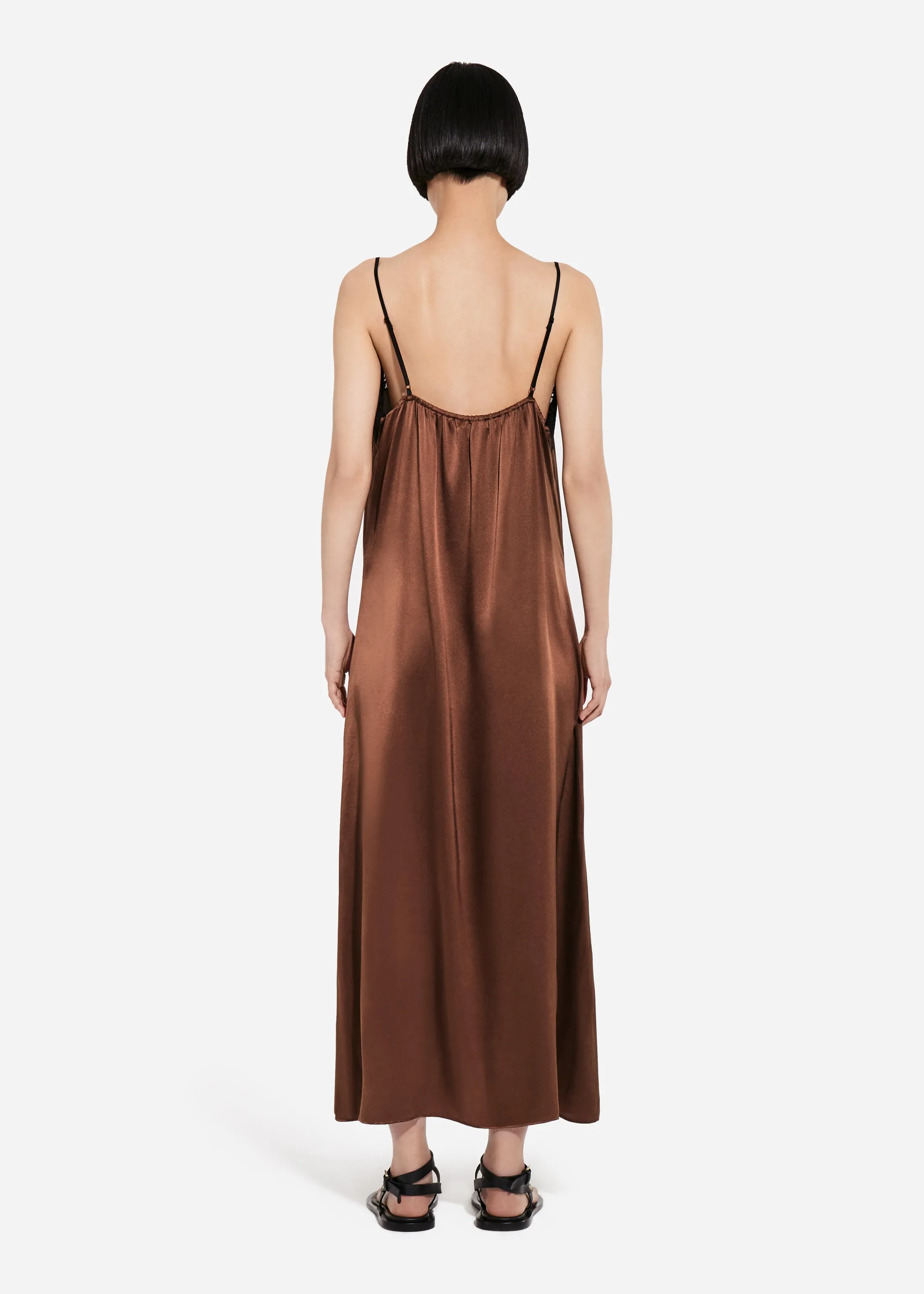 Lace Slip Dress in Silk - Chocolate sold by CO product image thumbnail 3