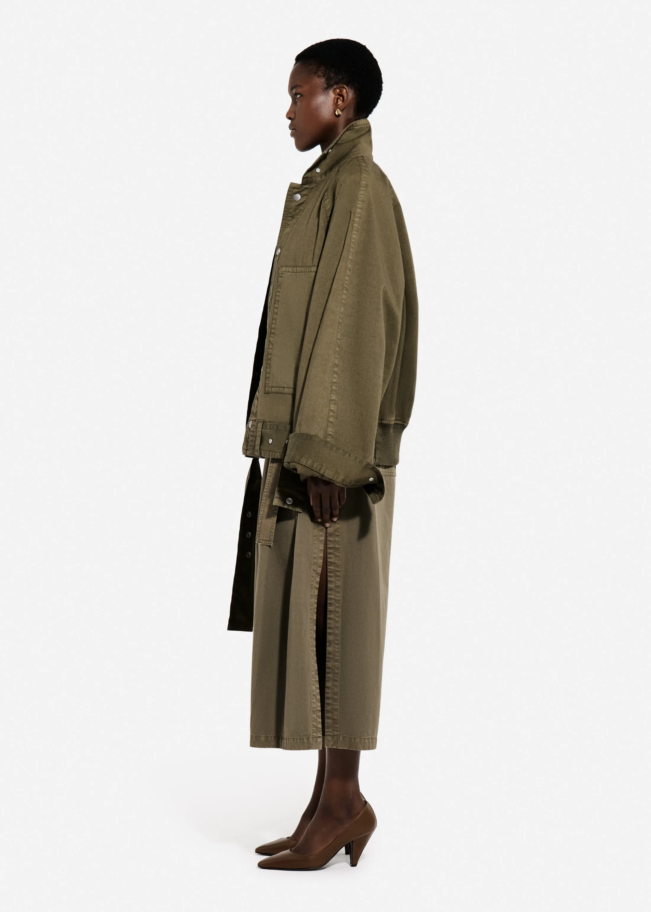 Garment Dye Pleated Culotte in Cotton - Avocado sold by CO product image thumbnail 3