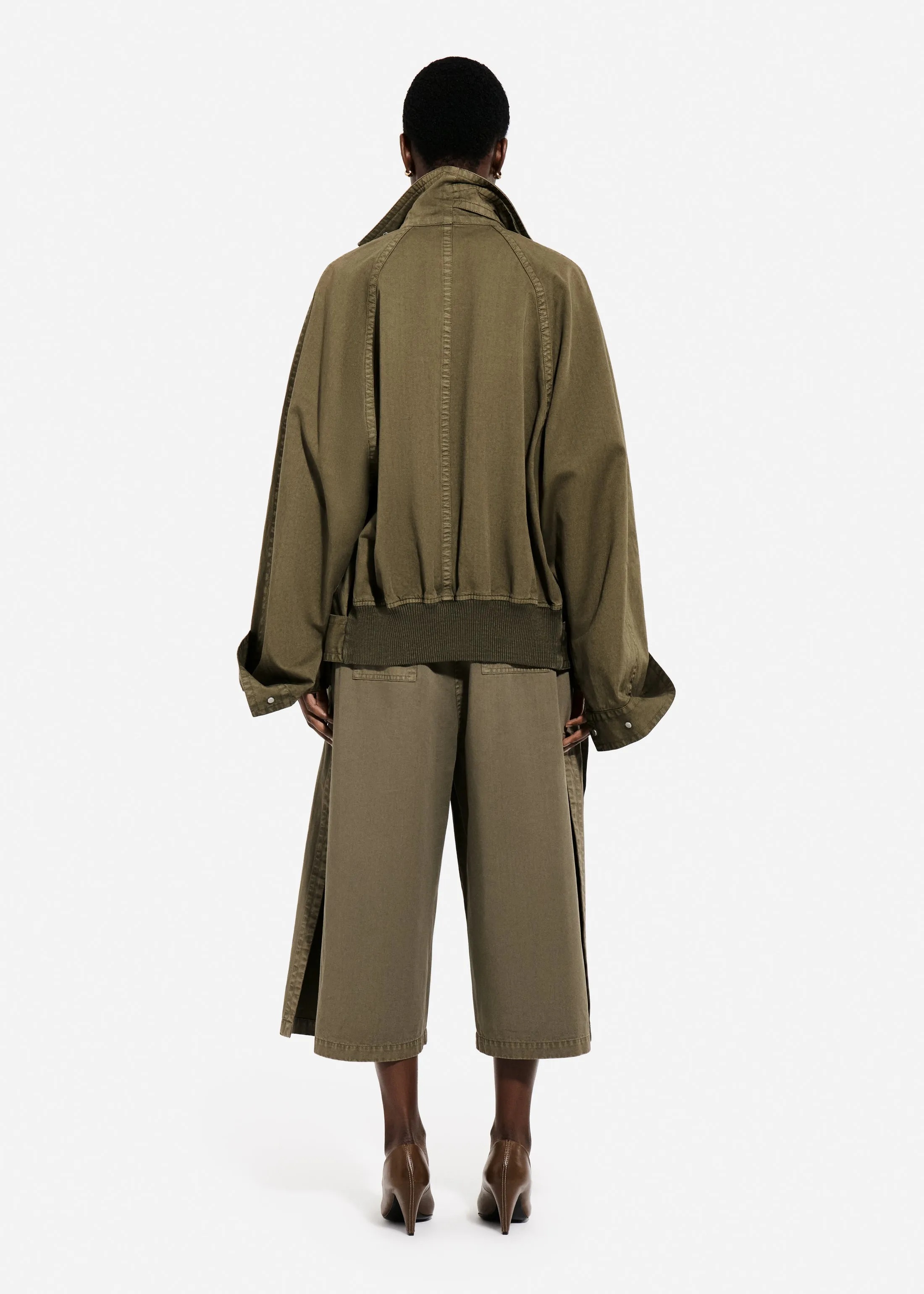 Garment Dye Pleated Culotte in Cotton - Avocado sold by CO product image thumbnail 4