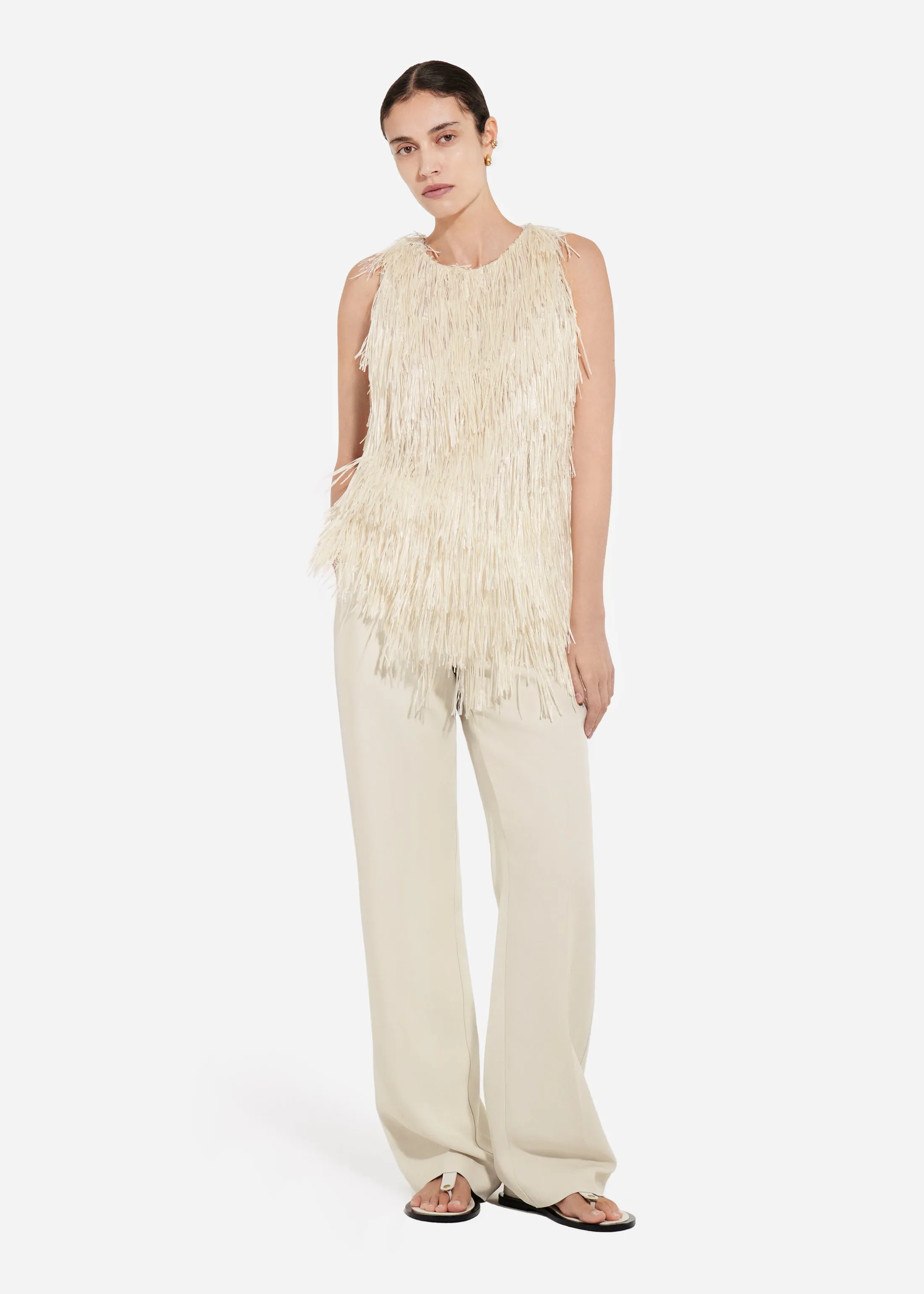 Racer Back Fringe Tank - Pearl sold by CO product image thumbnail 3