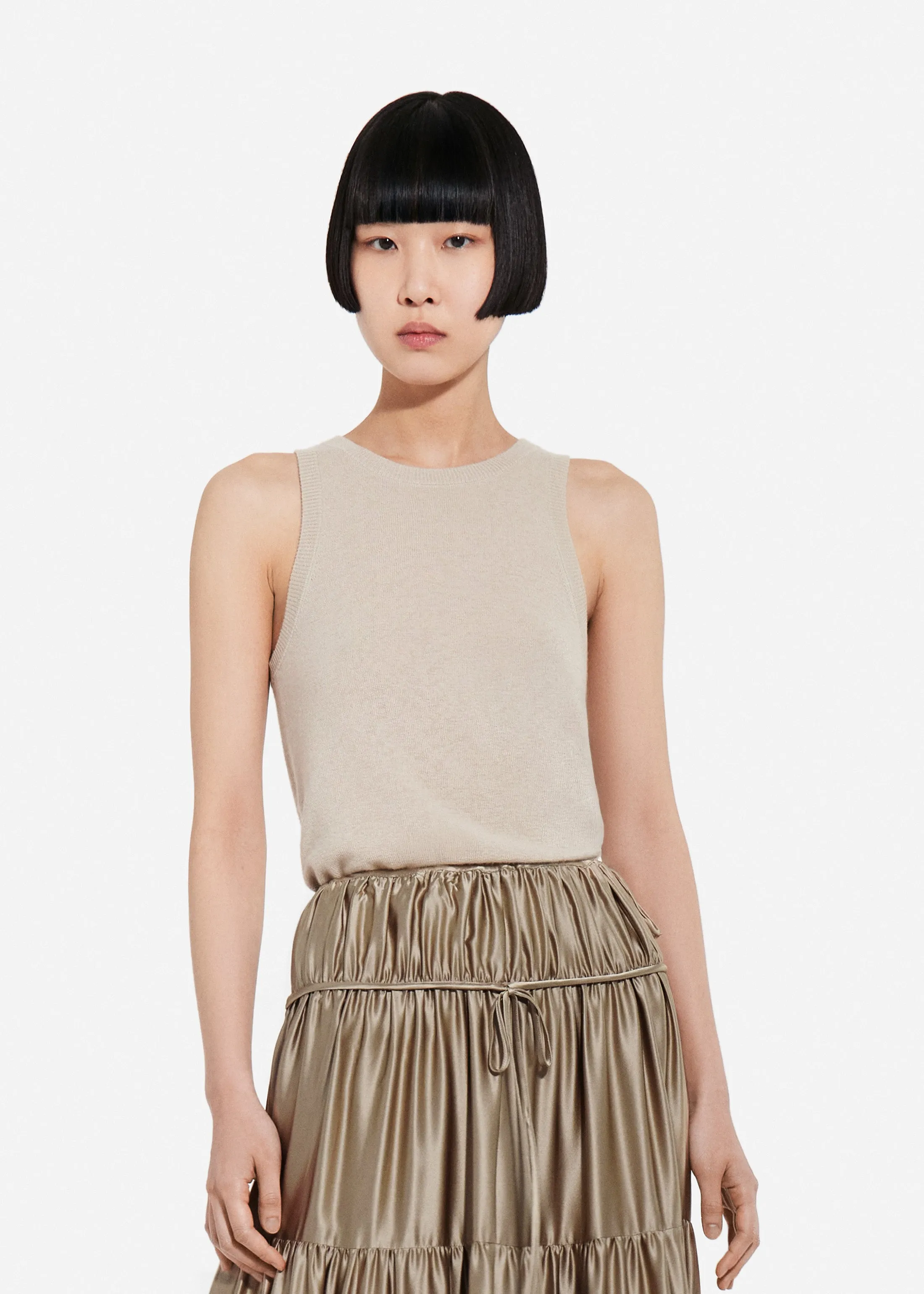 Tank Top in Fine Cashmere - Chestnut sold by CO