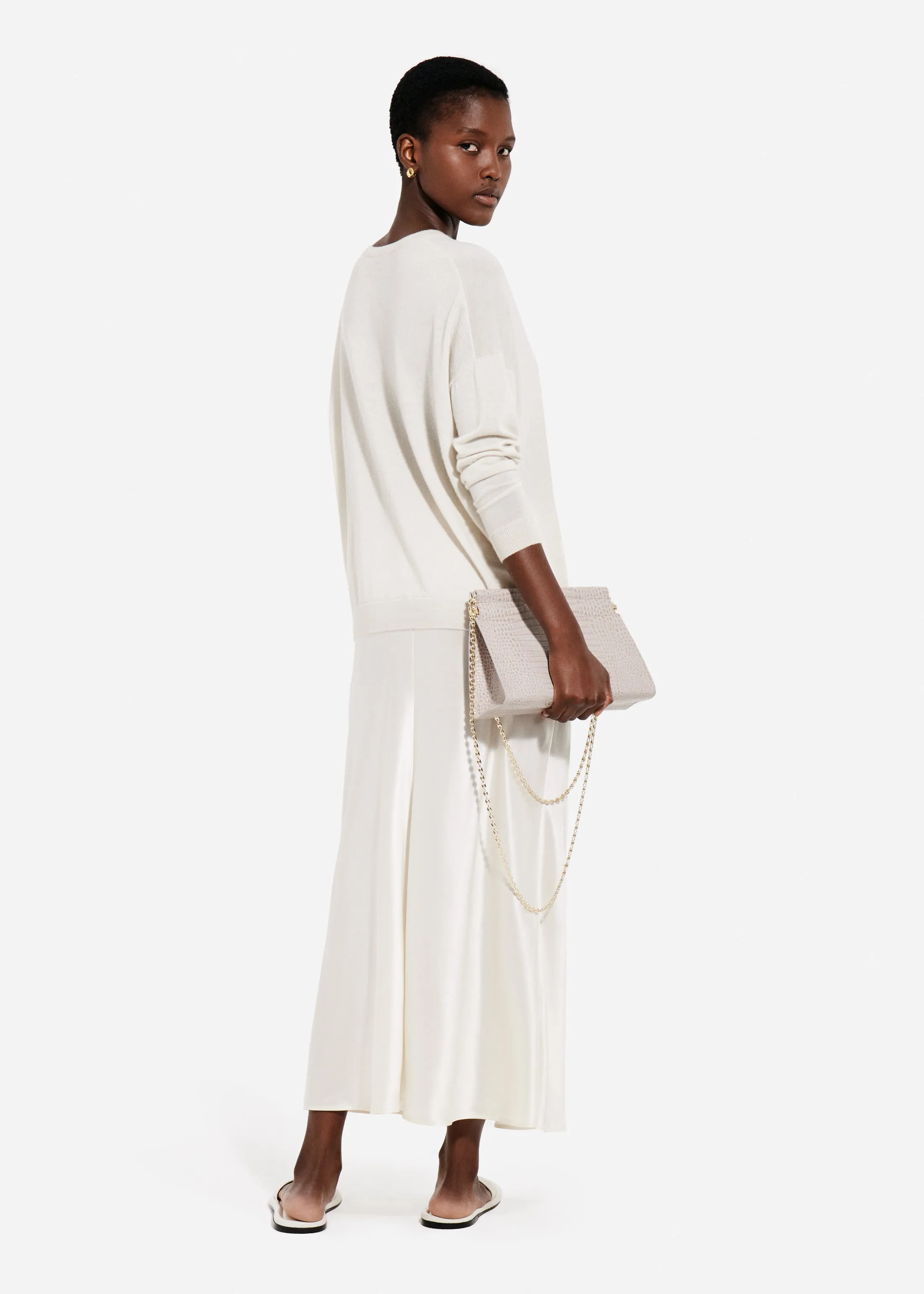 V-Neck Sweater in Fine Cashmere - Pearl sold by CO product image thumbnail 3