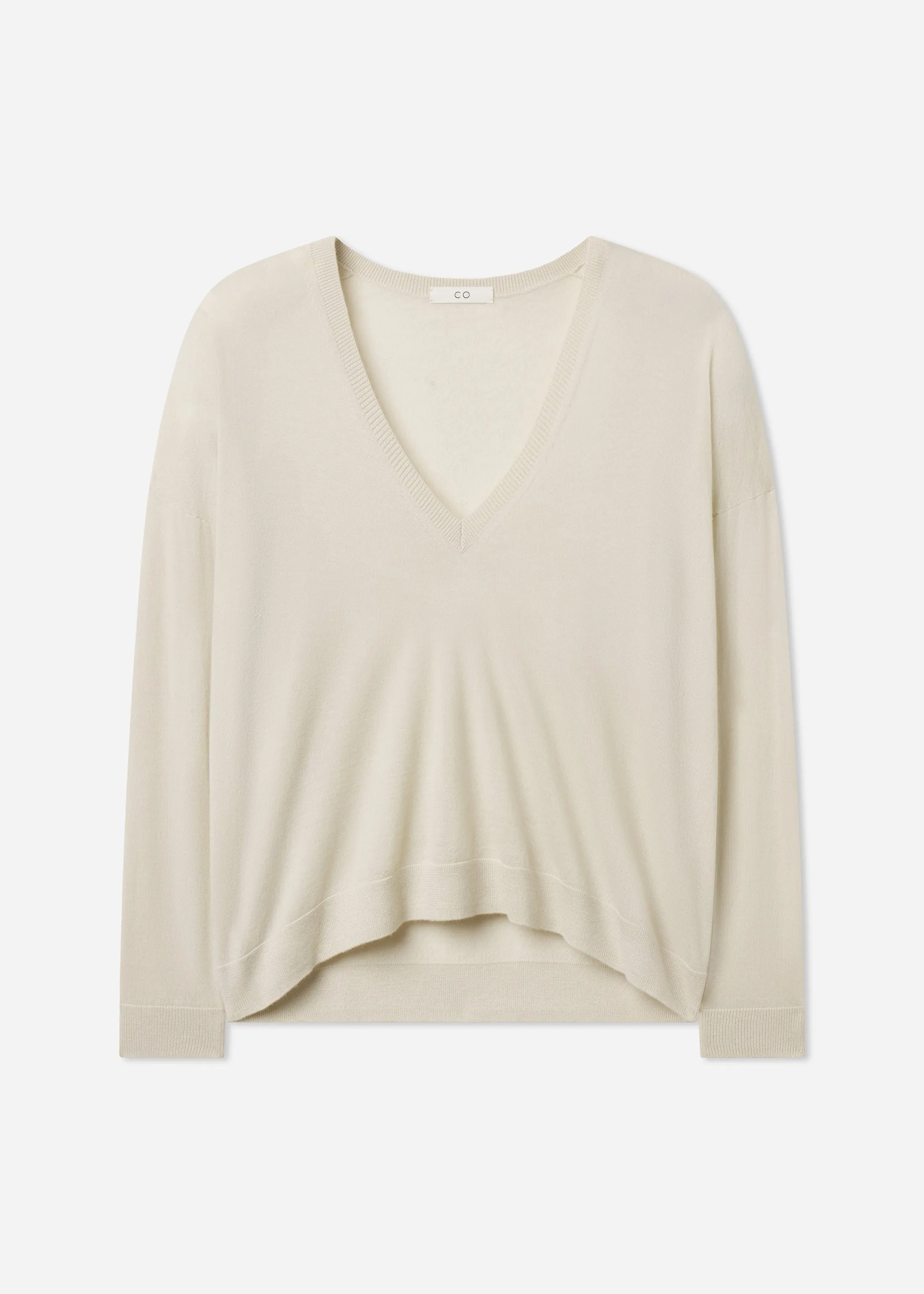 V-Neck Sweater in Fine Cashmere - Pearl sold by CO product image thumbnail 4