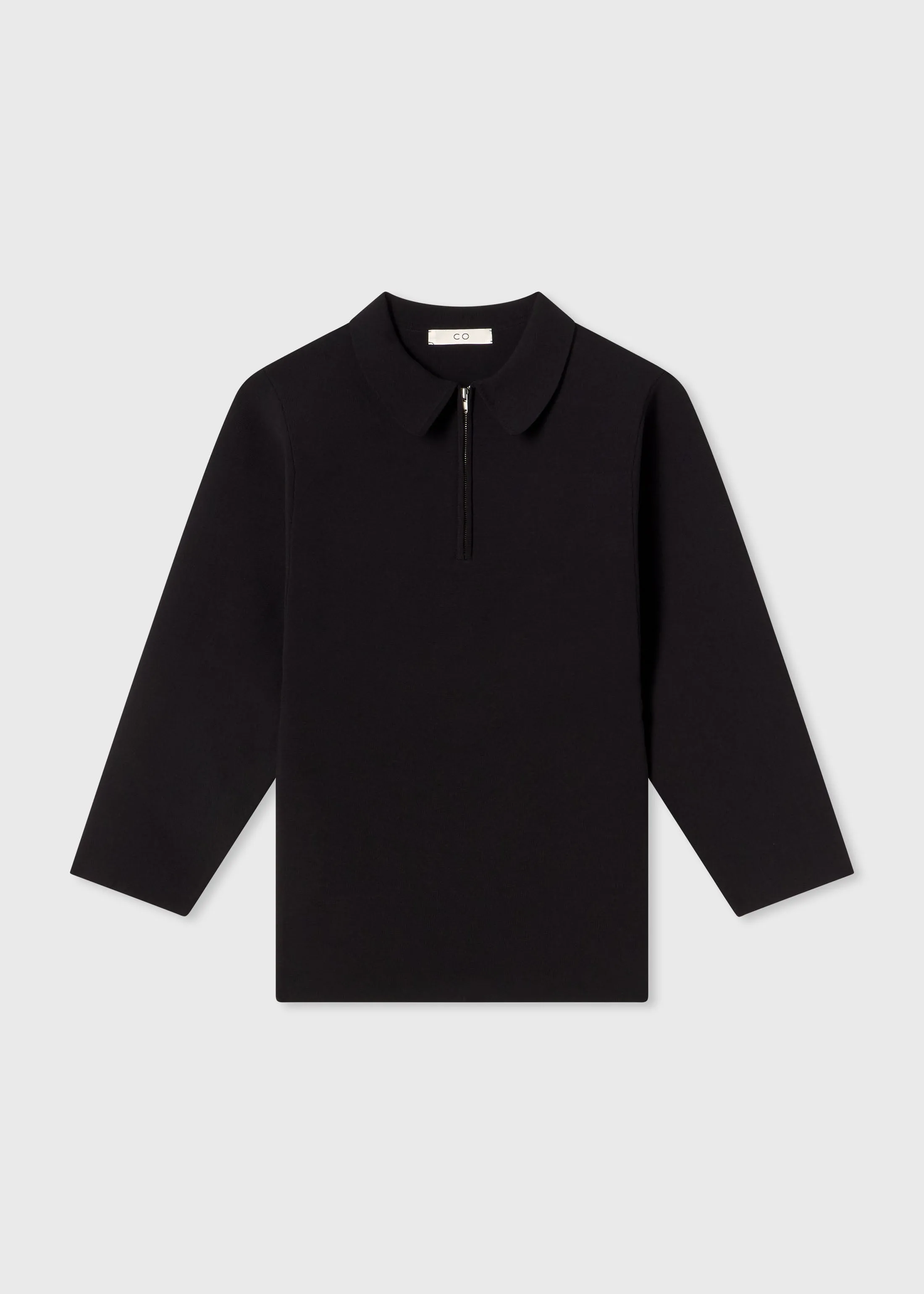 Collared Zipper Polo Top in Viscose - Black sold by CO product image thumbnail 5