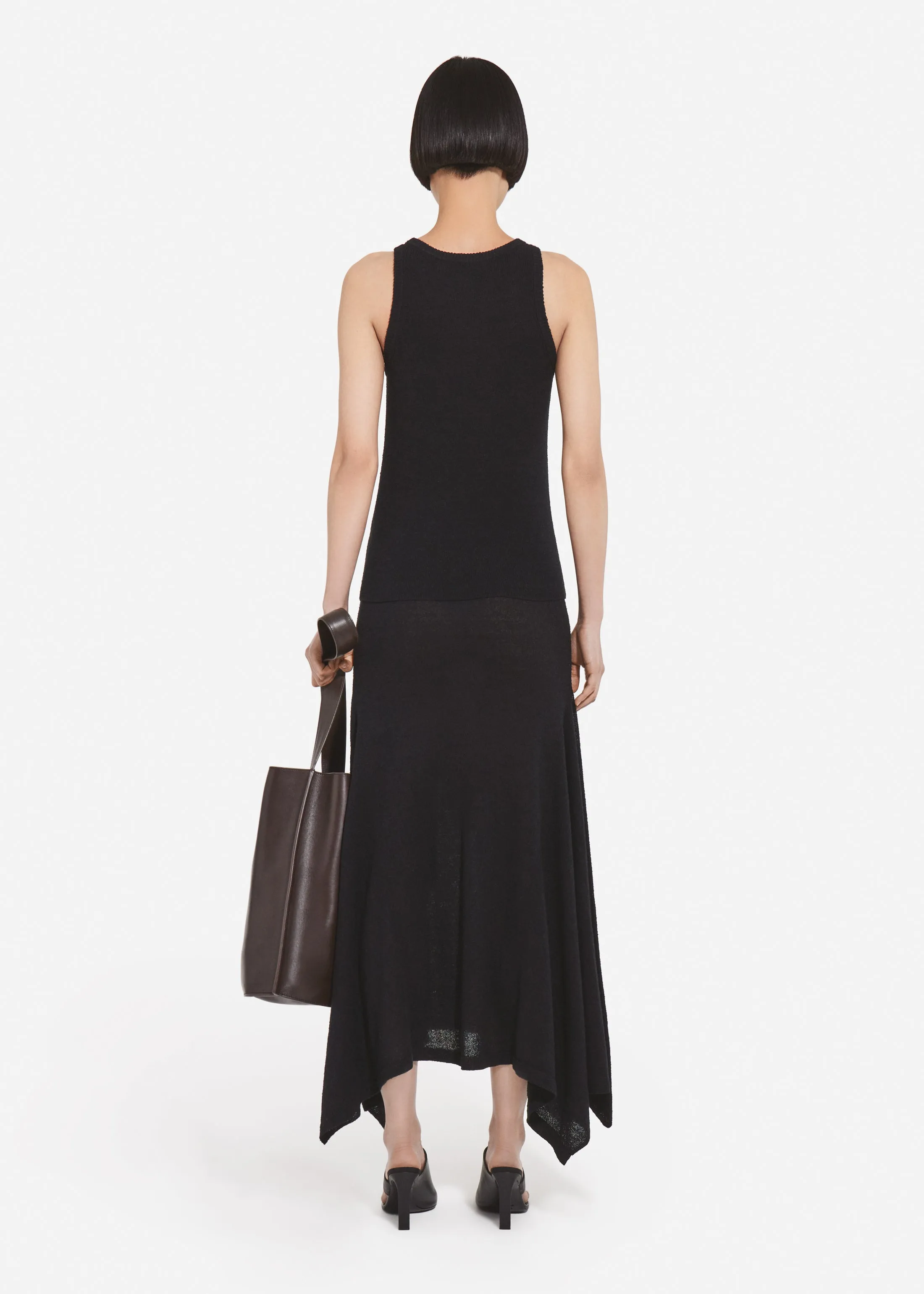 Flared Midi Skirt in Silk Linen - Black sold by CO product image thumbnail 3
