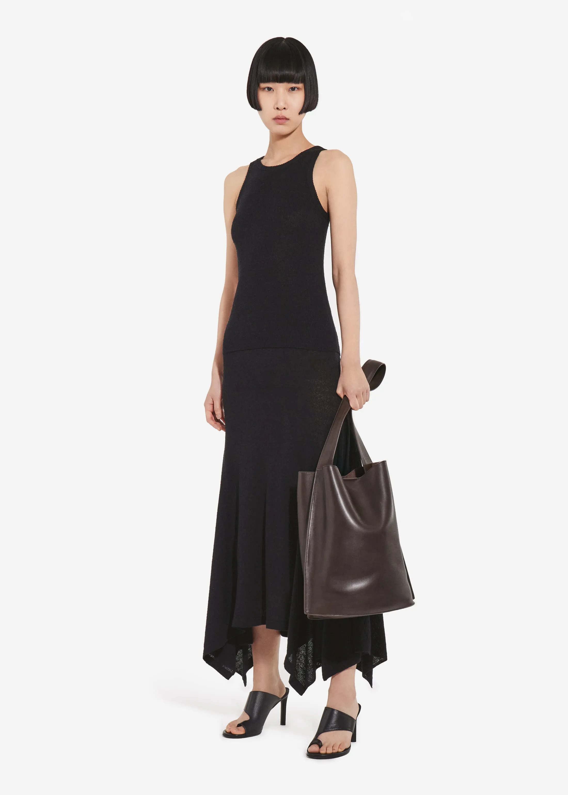 Flared Midi Skirt in Silk Linen - Black sold by CO product image thumbnail 2