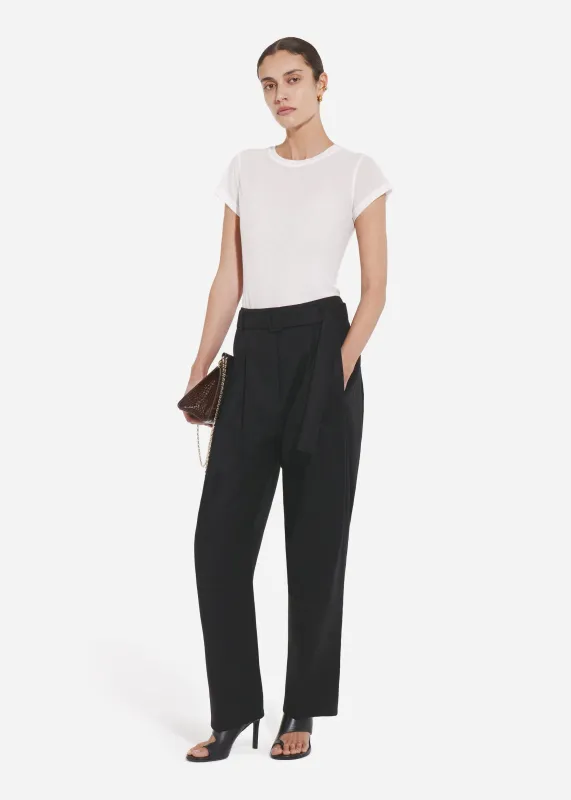 Belted Pleated Pant in Cotton - Black made by CO