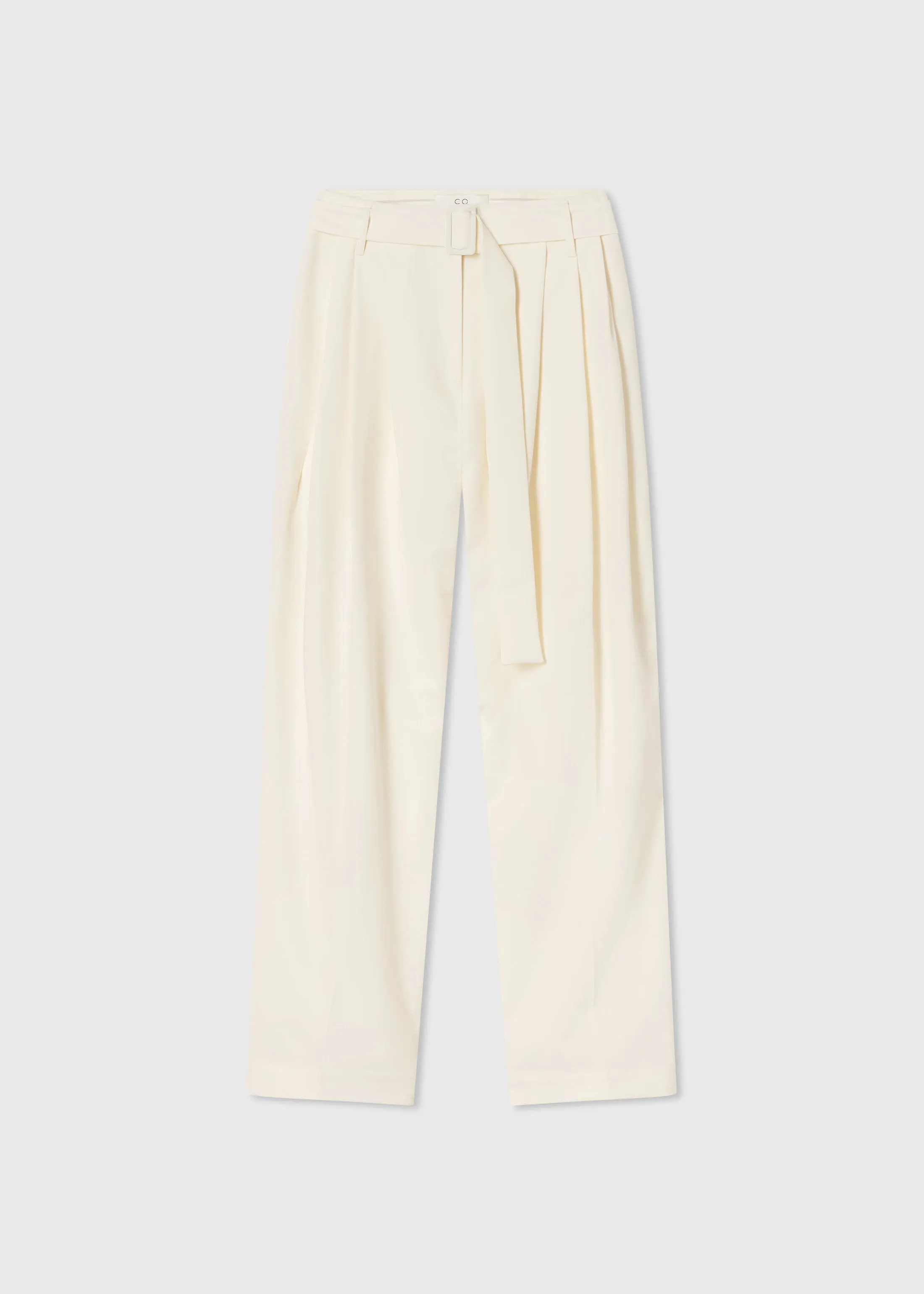 Belted Pleated Pant in Cotton - Milk sold by CO product image thumbnail 5