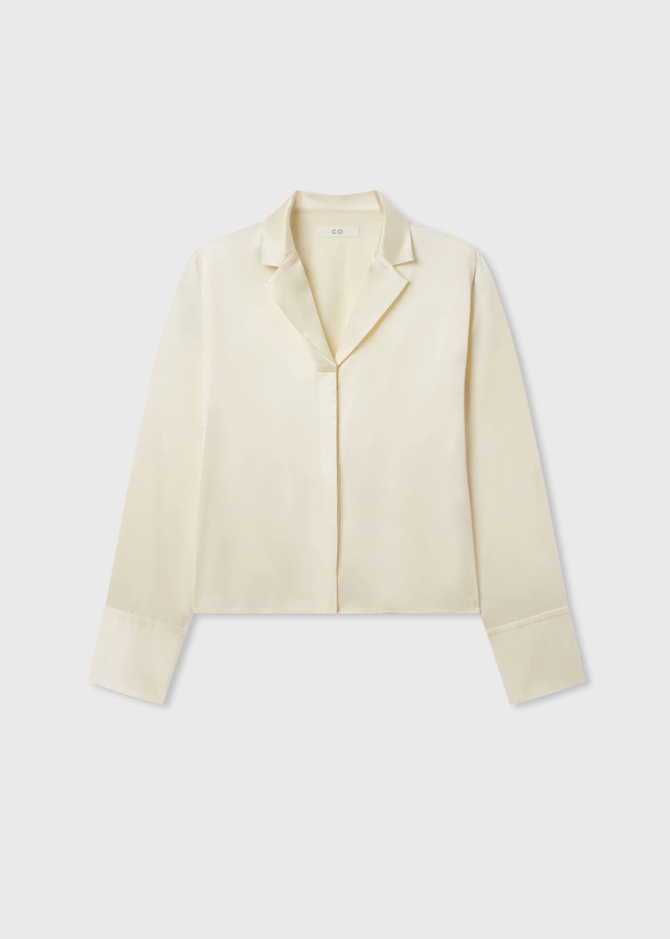 Relaxed Button Down Shirt in Silk Charmeuse - Pearl sold by CO product image thumbnail 5