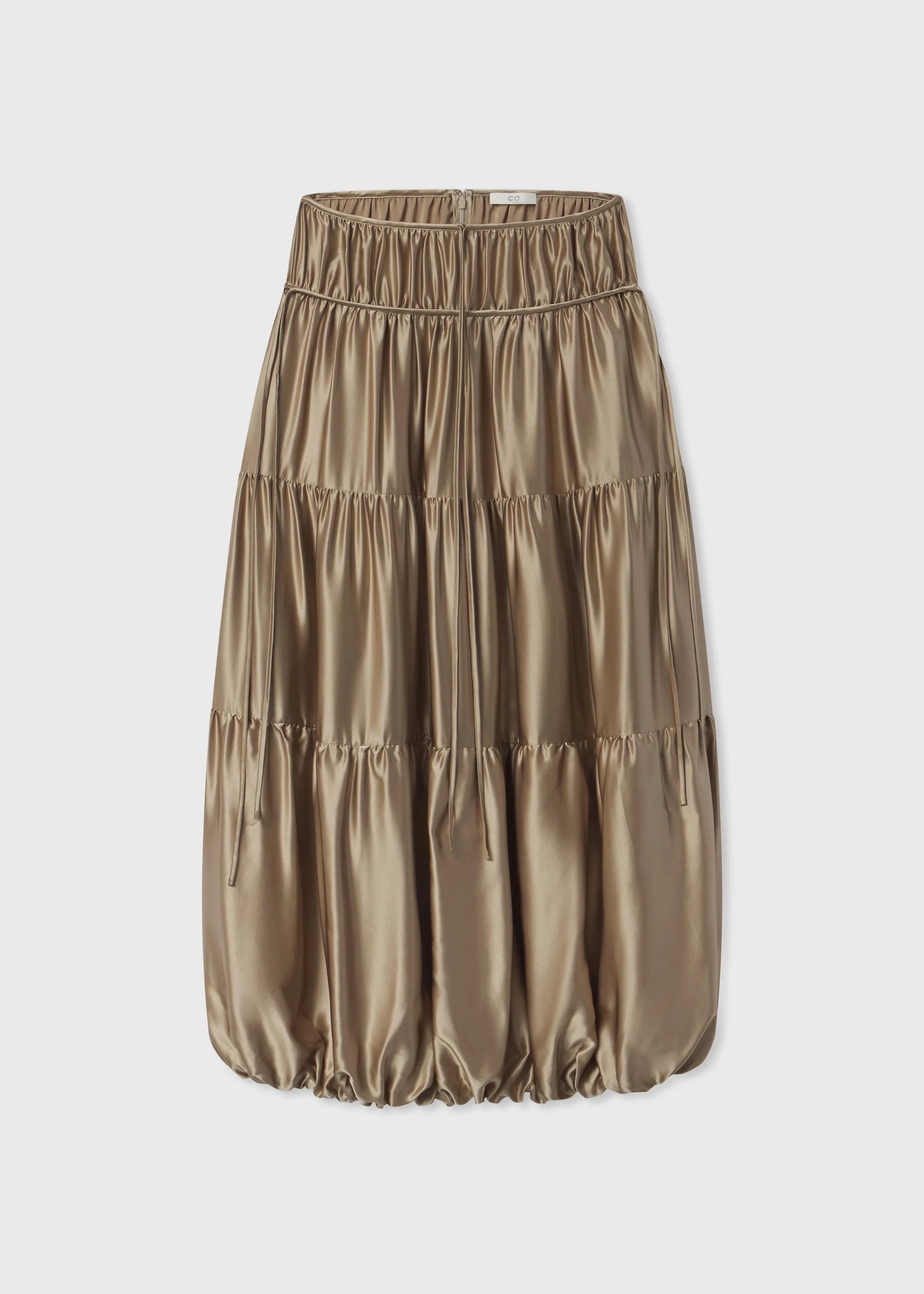 Soft Gathered Bubble Skirt in Silk Charmeuse - Sesame sold by CO product image thumbnail 4