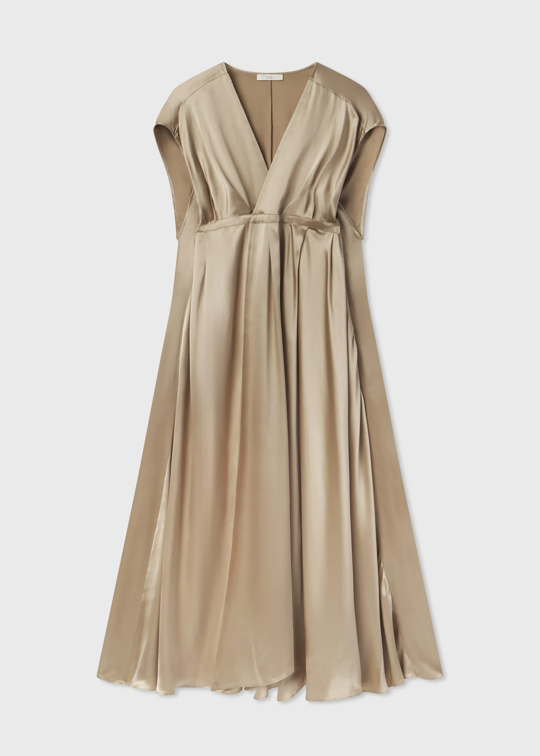 Caped Back Dress in Silk Charmeuse - Sesame sold by CO product image thumbnail 5